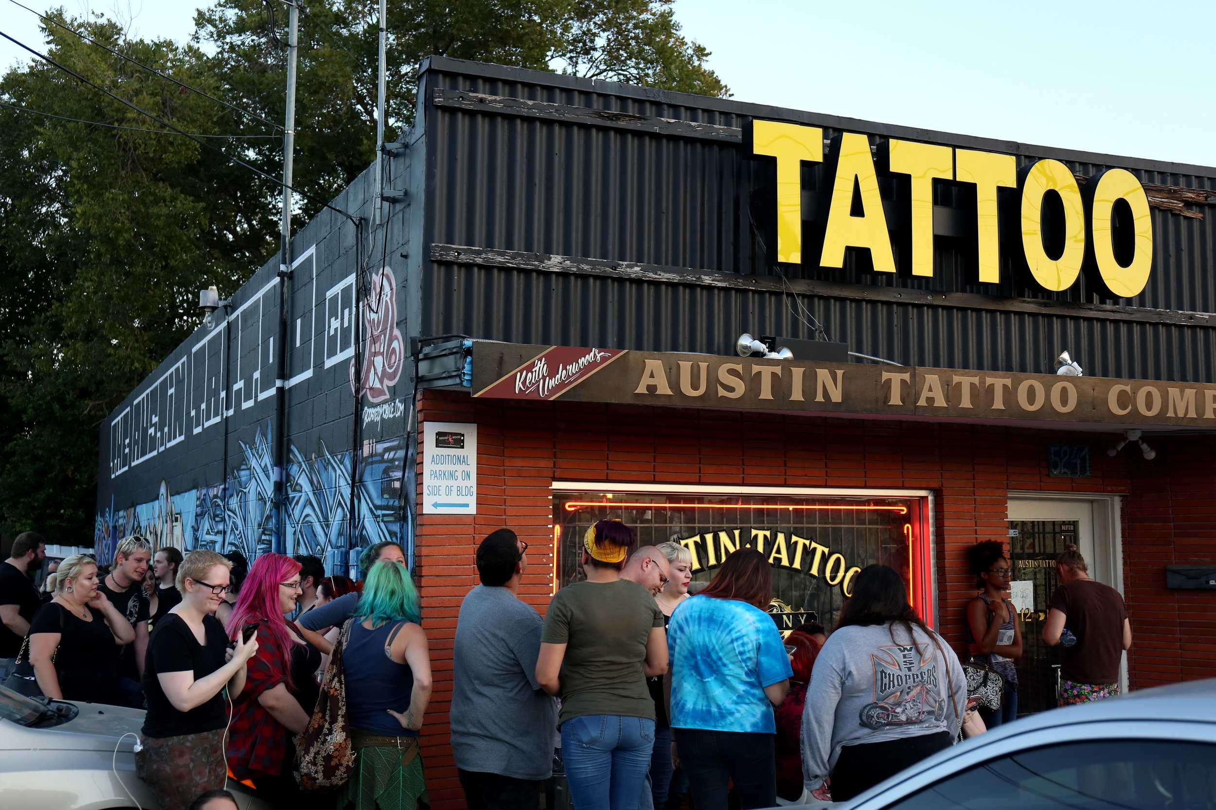   Austin Tattoo Company, which lies on North Lamar past the Triangle, was one of the few local tattoo shops to open at midnight.  