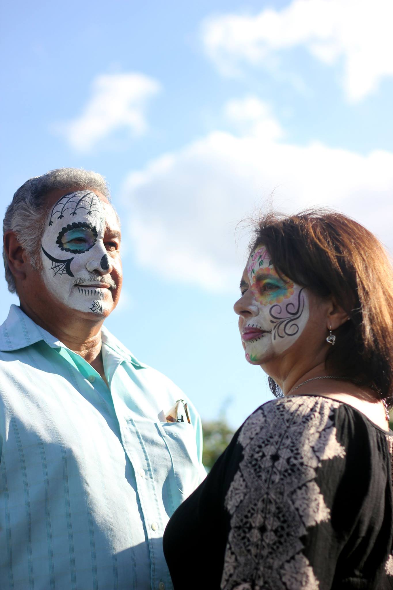   Esther Sandoval and her husband pose for a picture.  