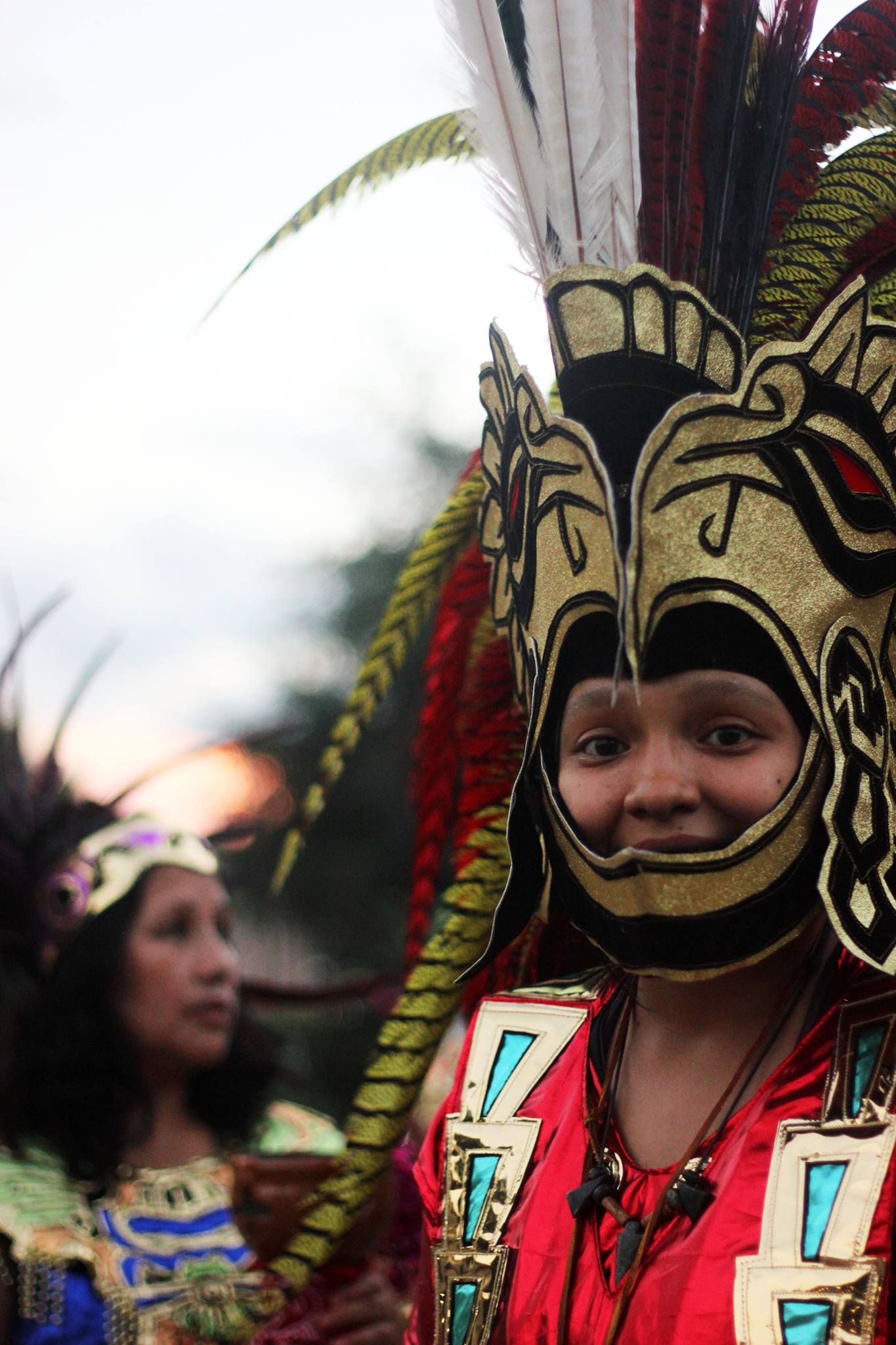   Aztec Dancers at the Dia De Los Muertos event hosted by the Sigma Lambda Beta International Fraternity.  