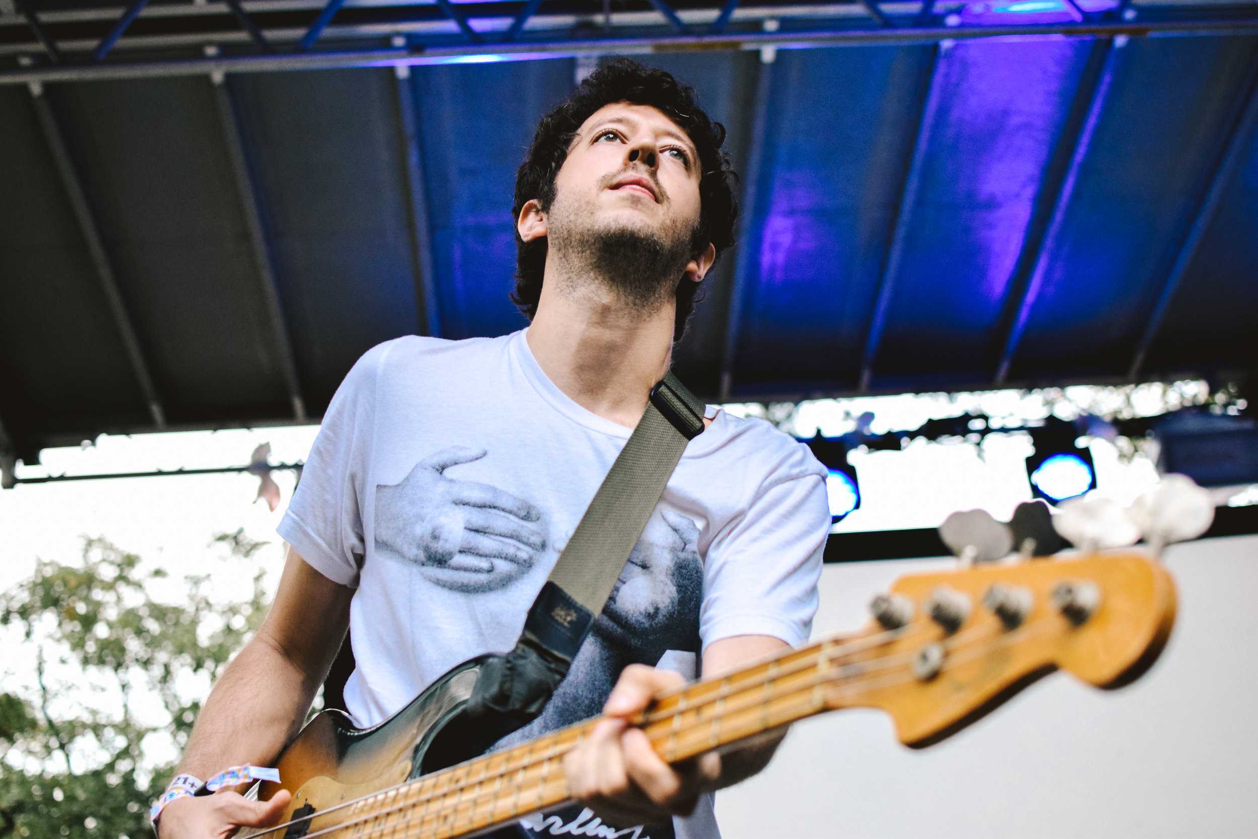   Bassist of Small Black, Juan Pieczanski, plays on the Keep stage at Sound on Sound Fest.  