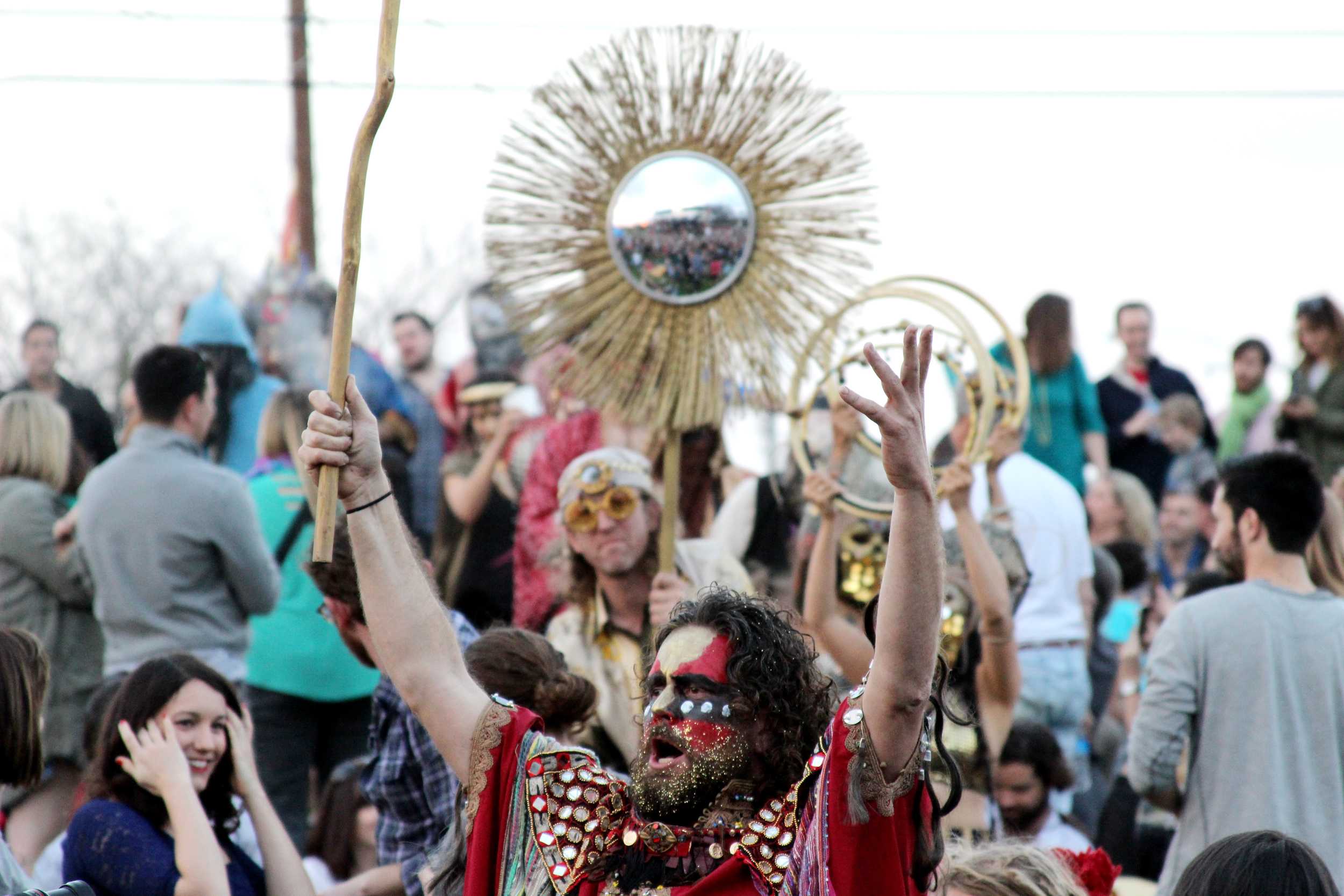  The Golden Dawn Arkestra performs at Pan Am Park during MapJam.&nbsp;   Photo by Tess Cagle  