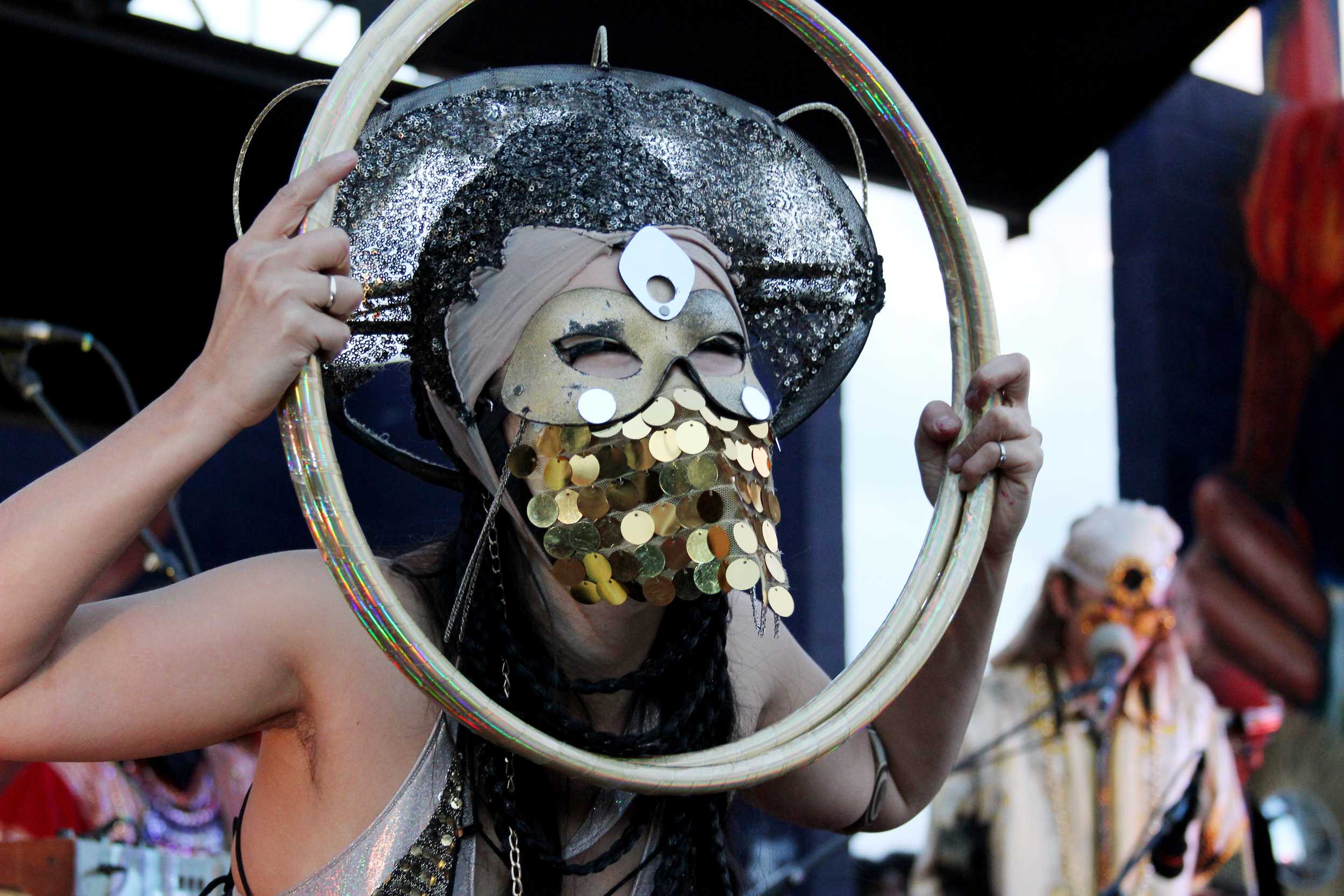  The Golden Dawn Arkestra performs at Pan Am Park during MapJam.&nbsp;   Photo by Tess Cagle  