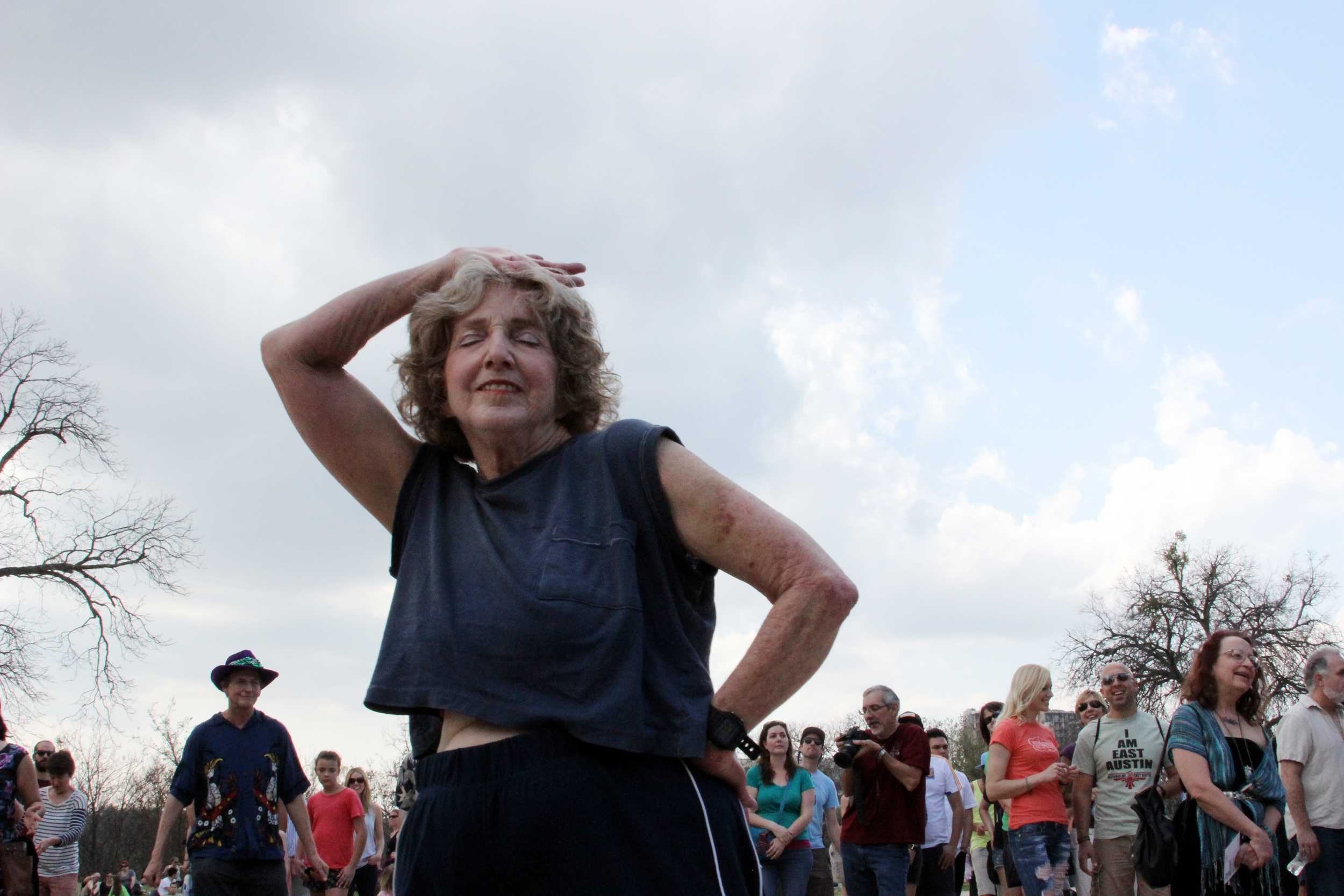  A woman dances along to the Clandestino All-Stars' set at the&nbsp;Emma S. Barrientos Mexican American Cultural Center. The Mexican American Cultural Center was the first venue of the fest.&nbsp;   Photo by Tess Cagle  