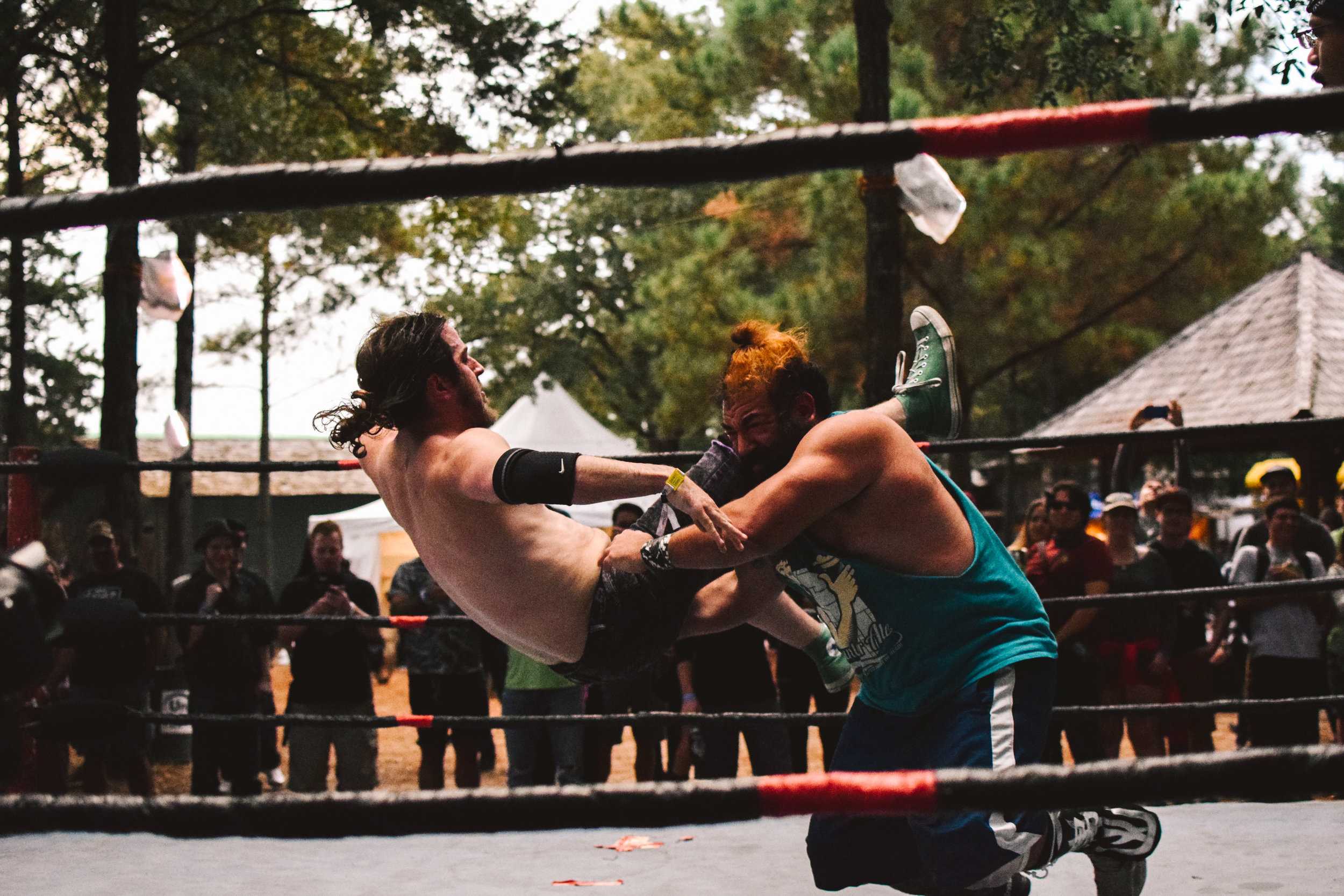   Festival-goers were further entertained by a live action wrestling match.  