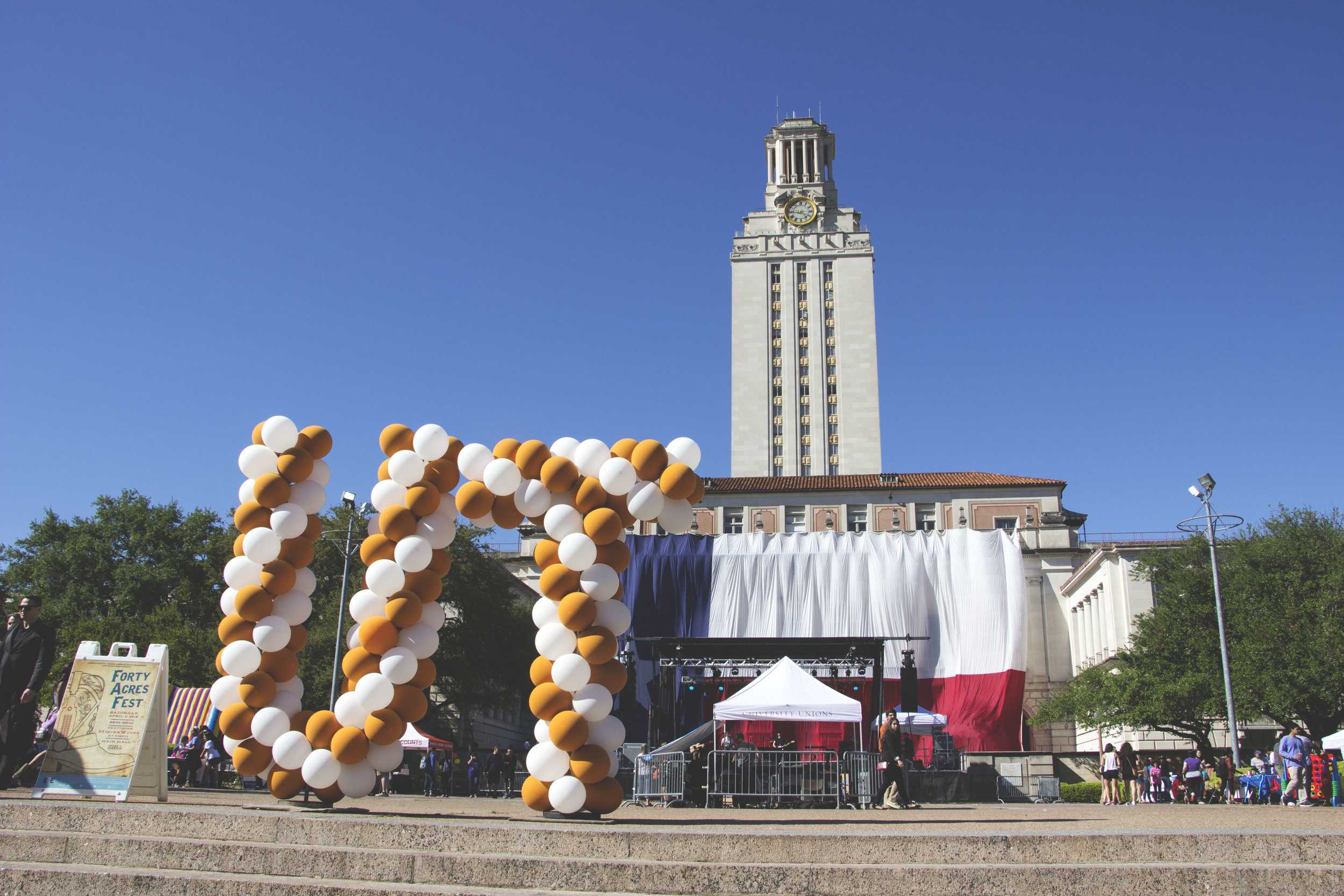   Forty Acres Fest takes place in front of the UT tower.     