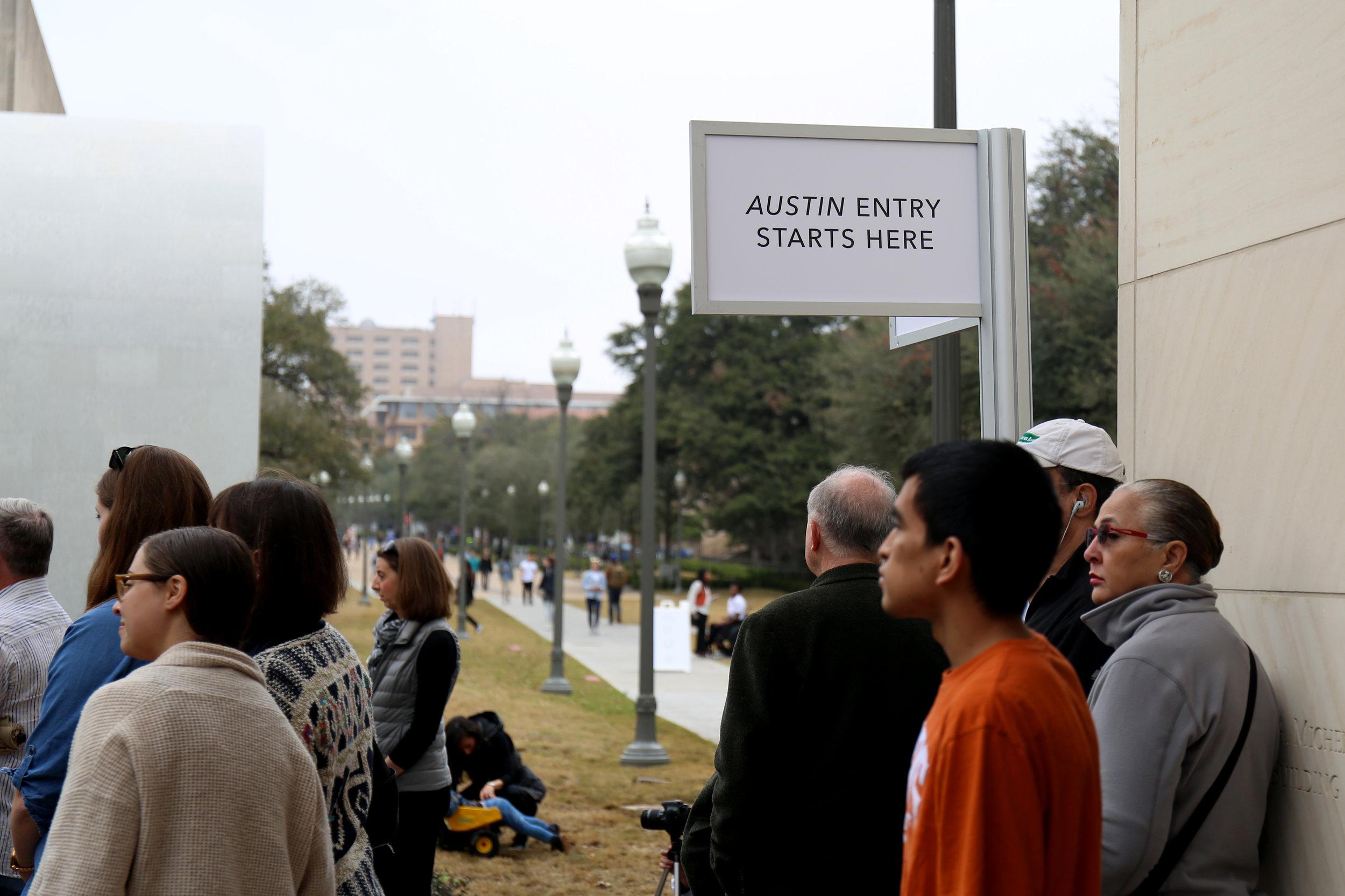   Crowds started gathering in line at noon.  