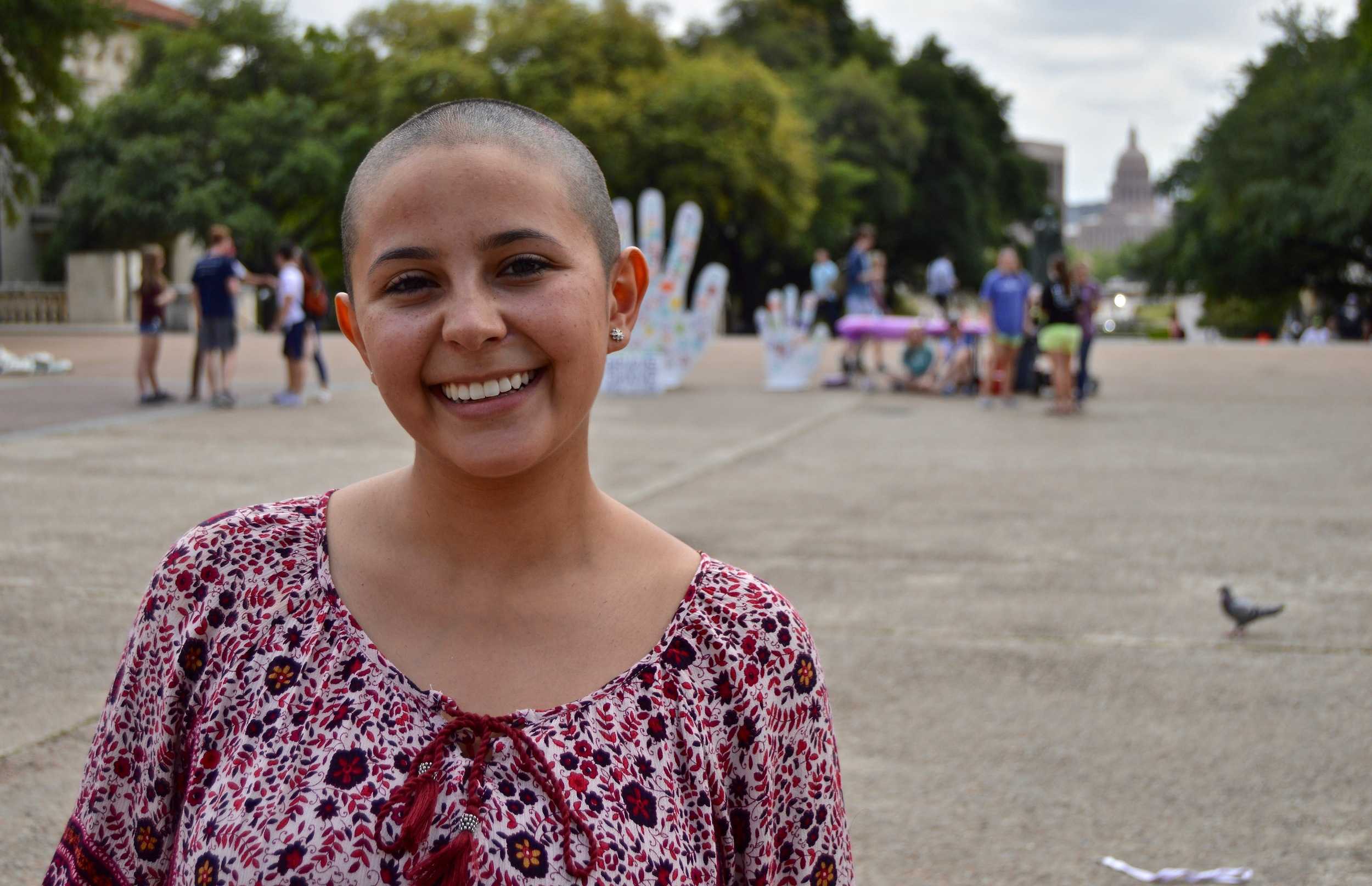   Jimena Gamboa Bonilla after Brave the Shave. “I shouldn’t care what people think, I shouldn't care if they think I am beautiful, I should think I am beautiful.”  