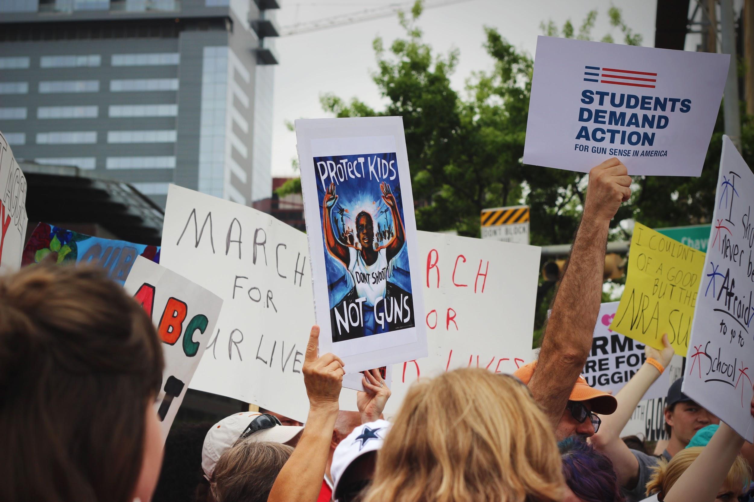   Handmade and printed signs fill the streets of downtown.  