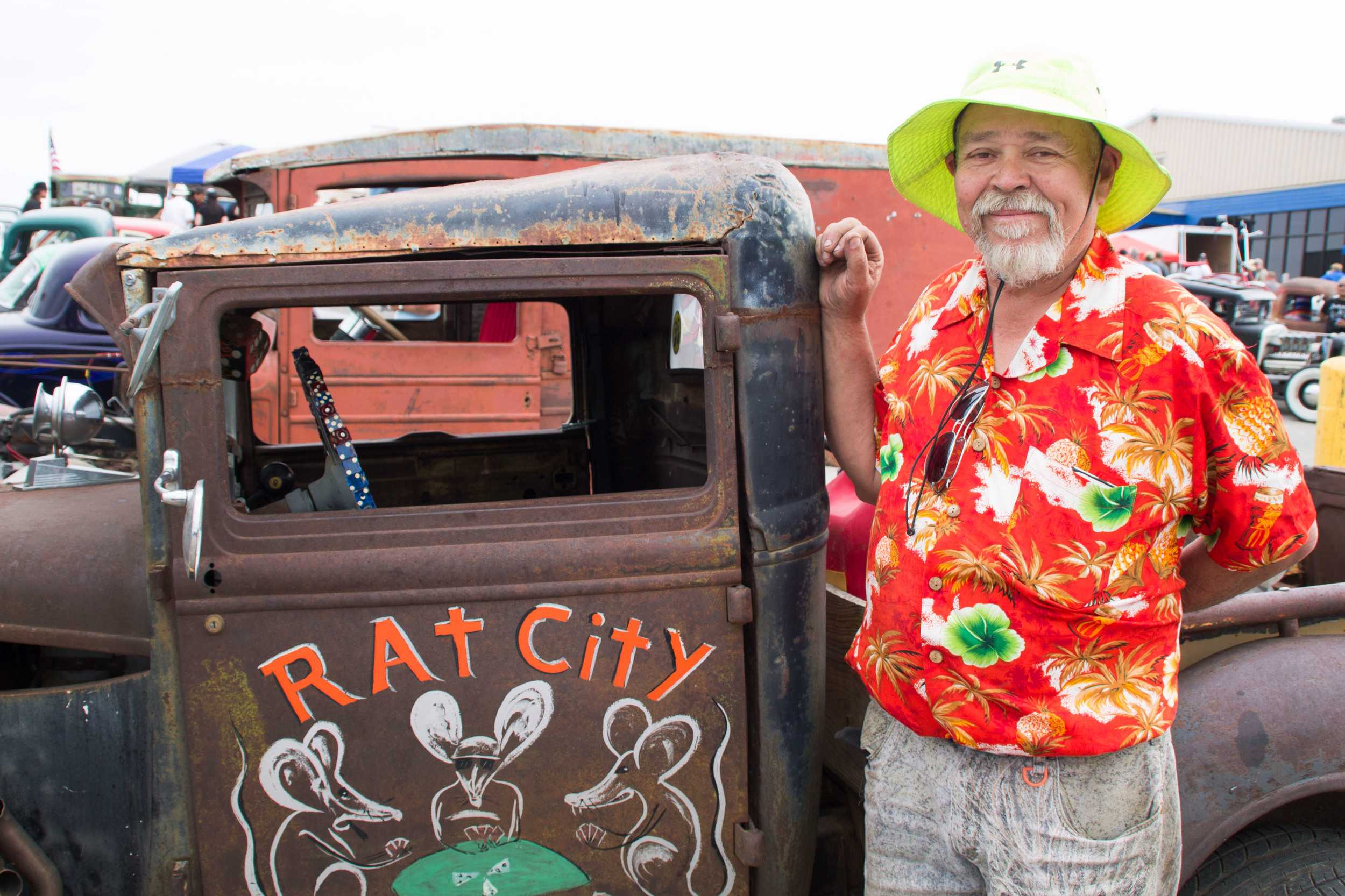  Jacques Tixier proudly stands next to “Rat City,” a truck that he built himself from spare pieces from the junkyard in which he lived. Tixier has led an exciting life: sleeping in school buses, scavenging parts in junkyards and gambling here and the