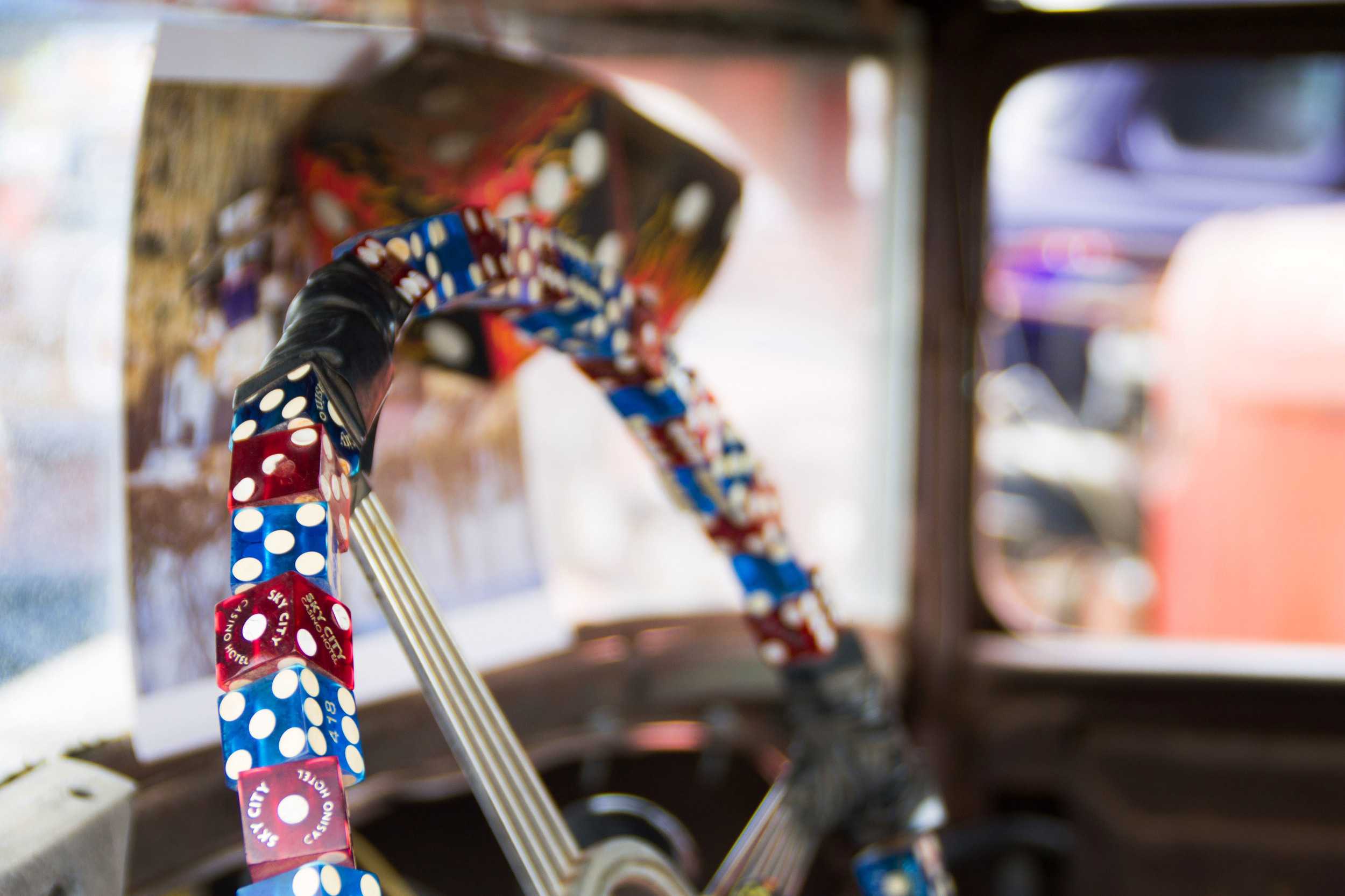  When Tixier built this car, he included some personalized pieces. This steering wheel made from dice is meant to represent Tixier’s lifestyle as a professional gambler. Even though his career revolves around money and the making of money, Tixier ins