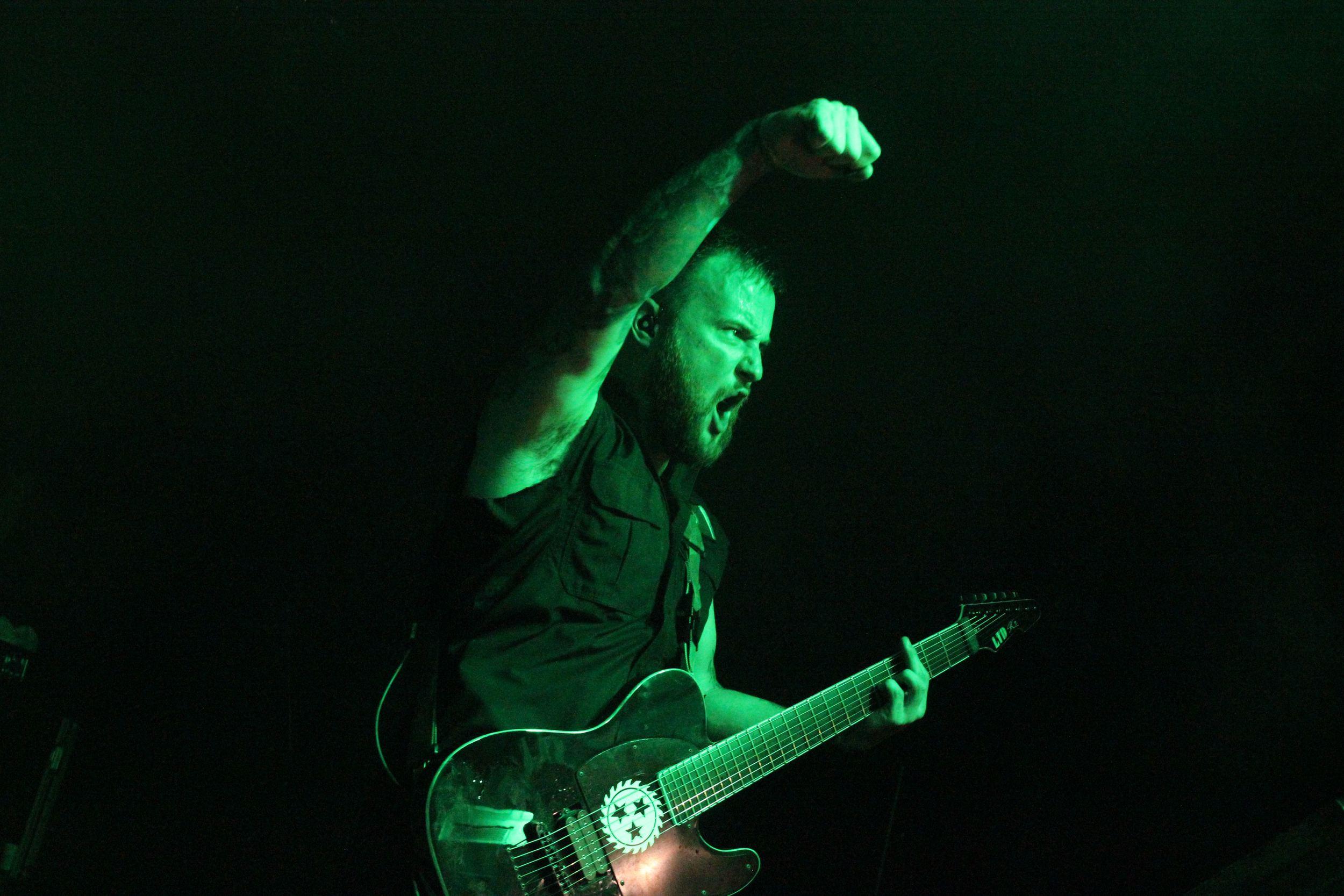   Whitechapel guitarist Alex Wade onstage at Empire Control Room &amp; Garage, April 11, 2015.   