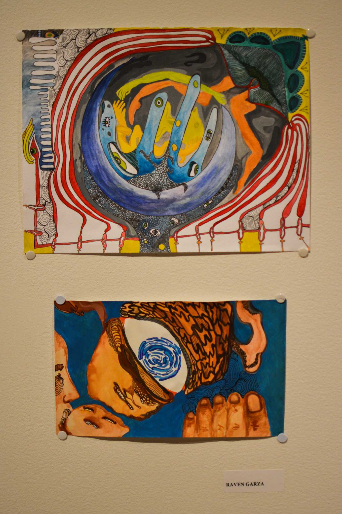  Two art pieces made by by Raven Garza. 