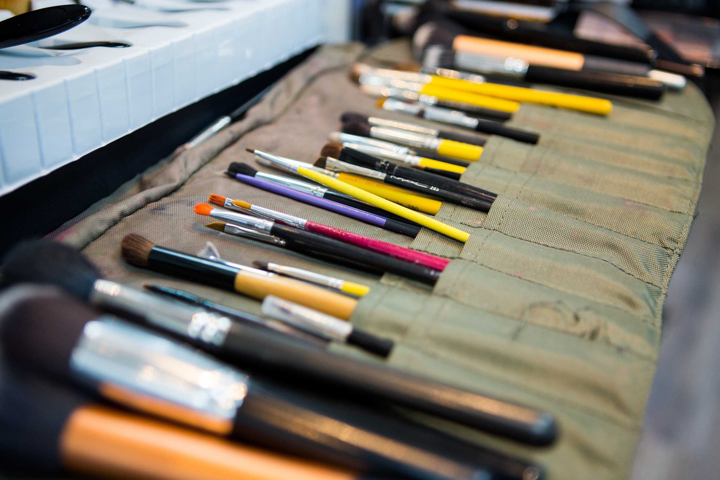   Makeup artist Lauren Garcia’s vast collection of brushes.  