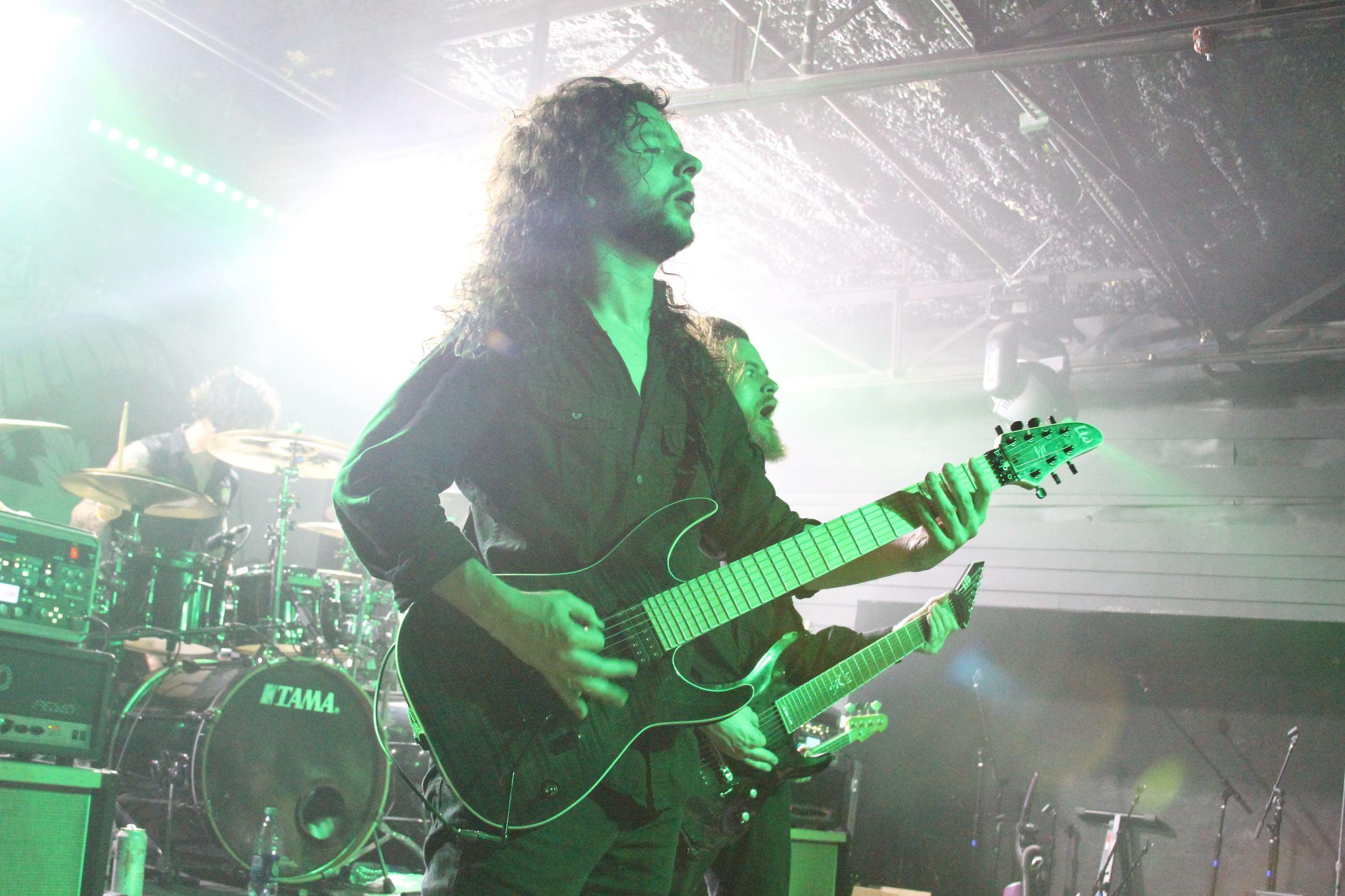   Whitechapel guitarist Ben Savage onstage at Empire Control Room &amp; Garage, April 11, 2015.   