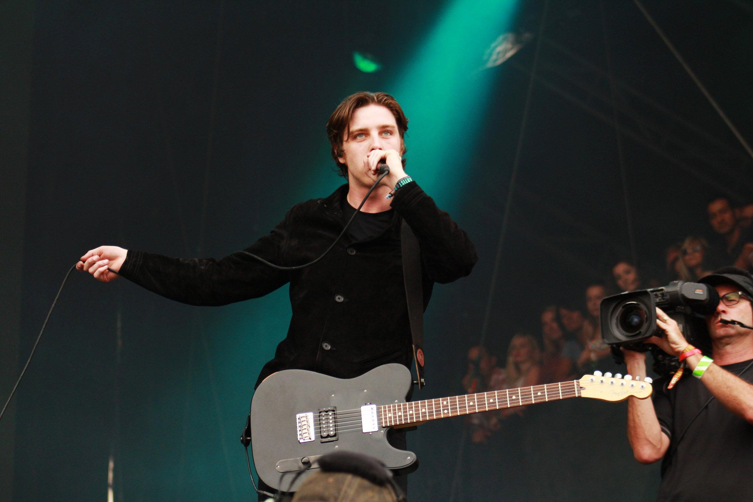   The UK band Catfish and the Bottlemen speak to the crowd.&nbsp;  