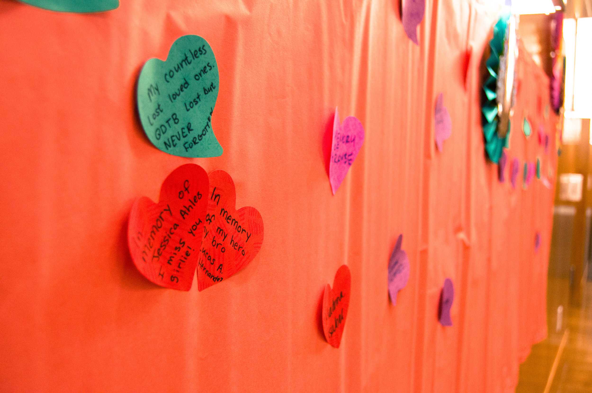   The Memory Wall was a DIY activity where MACC asked for attendees to add the name of their dead loved one and one happy memory.   