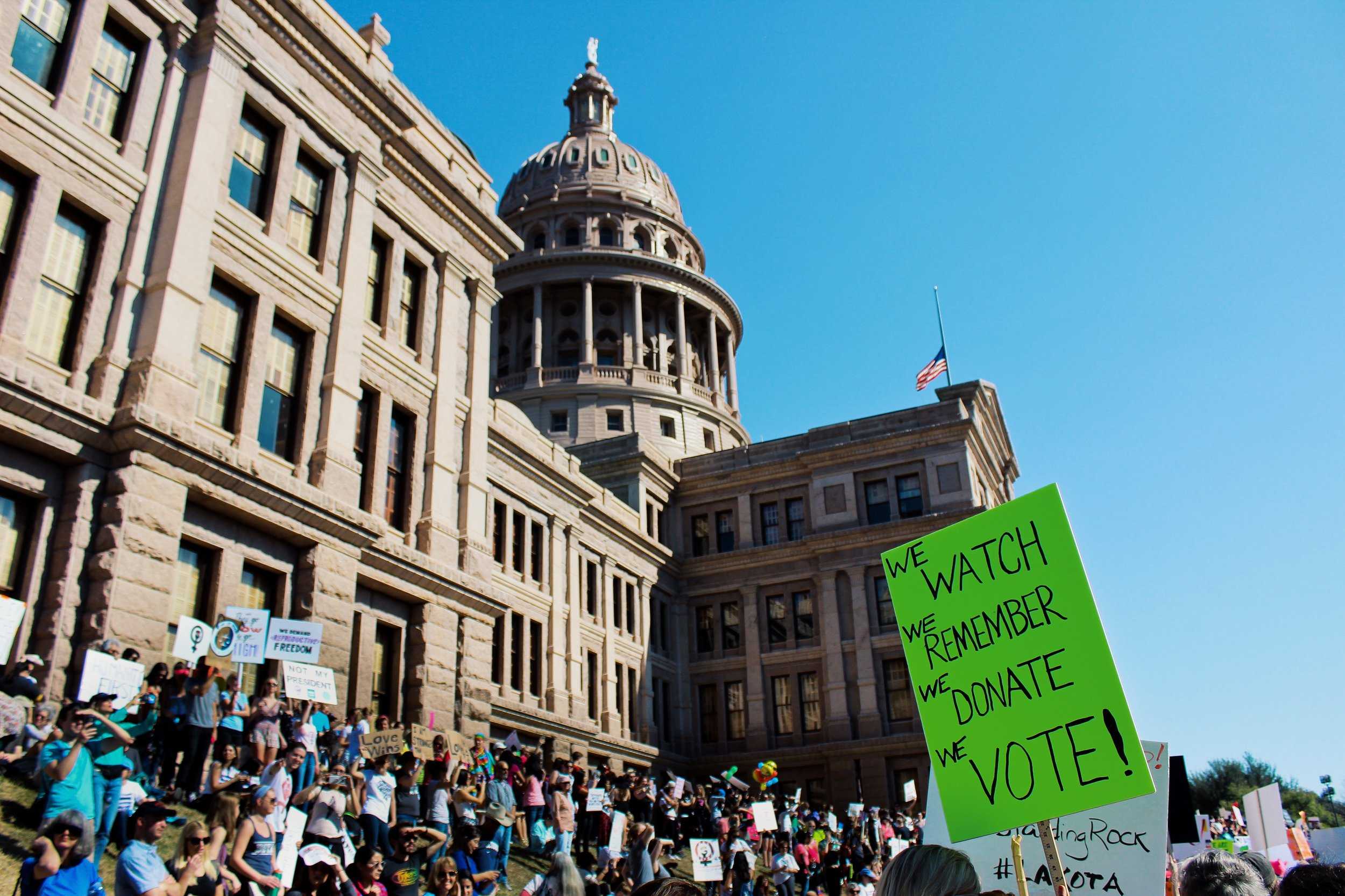   50,000 people gather for the march at The Texas Capitol.     