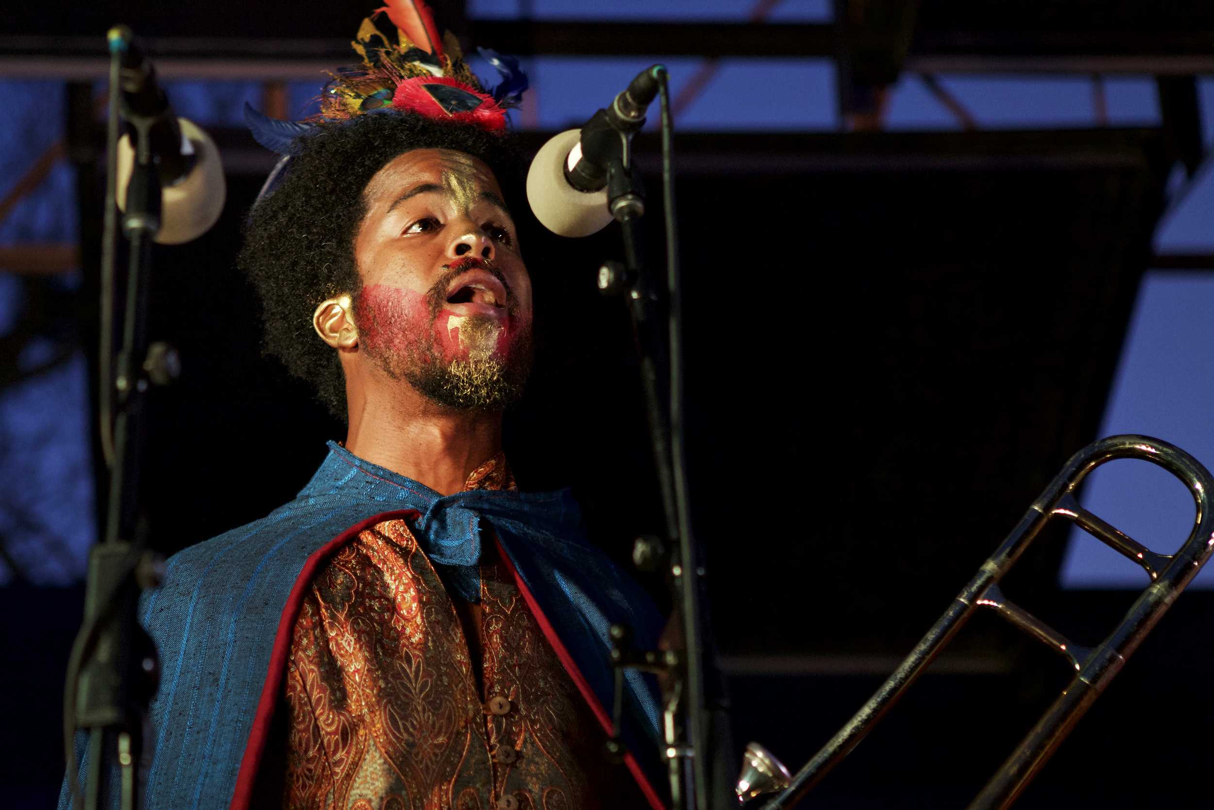  The Golden Dawn Arkestra performs at Pan Am Park during MapJam.&nbsp;   Photo by Sarah Jasmine Montgomery&nbsp;  