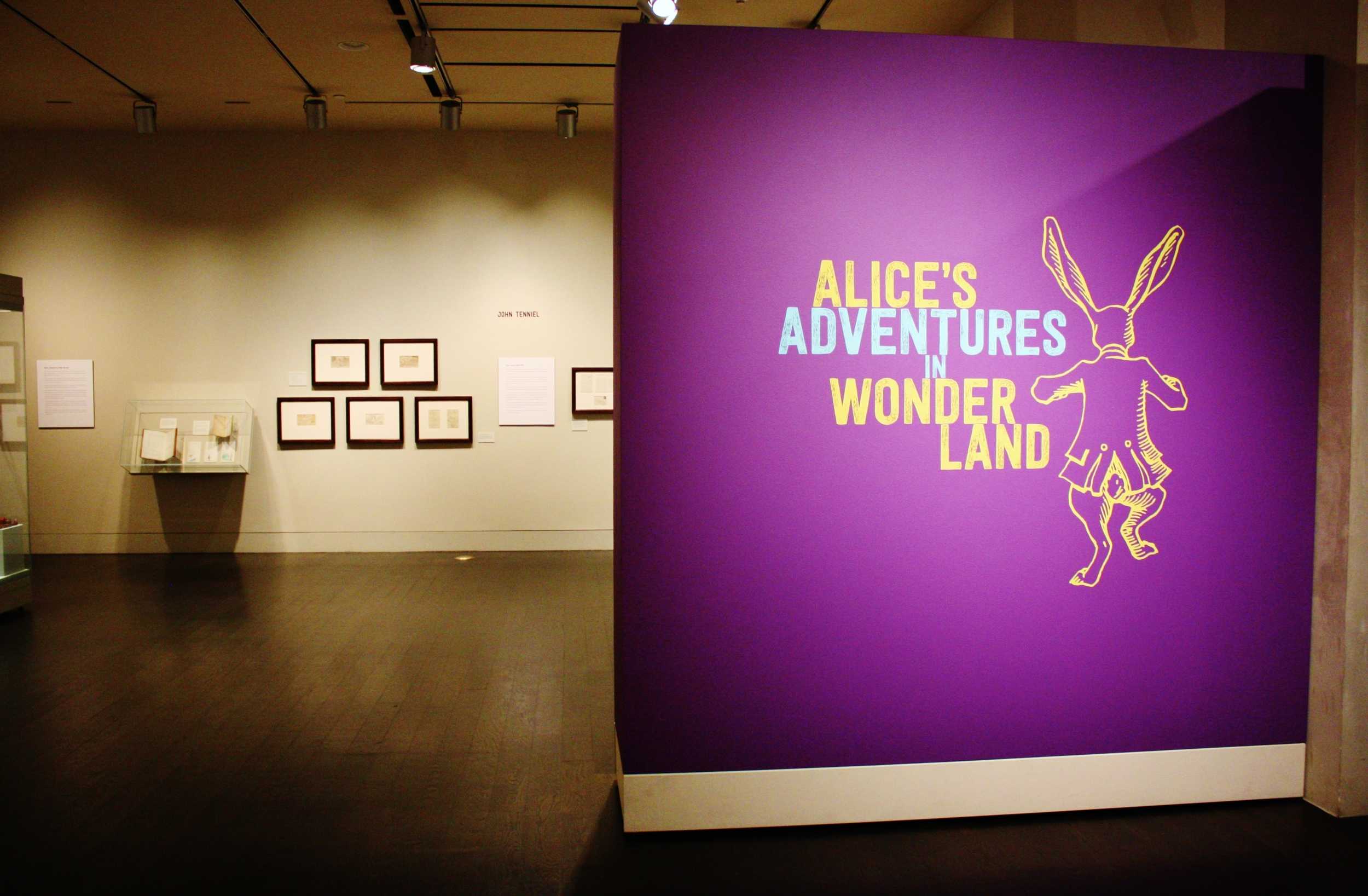  Welcoming wall for the “Alice’s Adventures in Wonderland” exhibition at the&nbsp;Harry Ransom Center. 