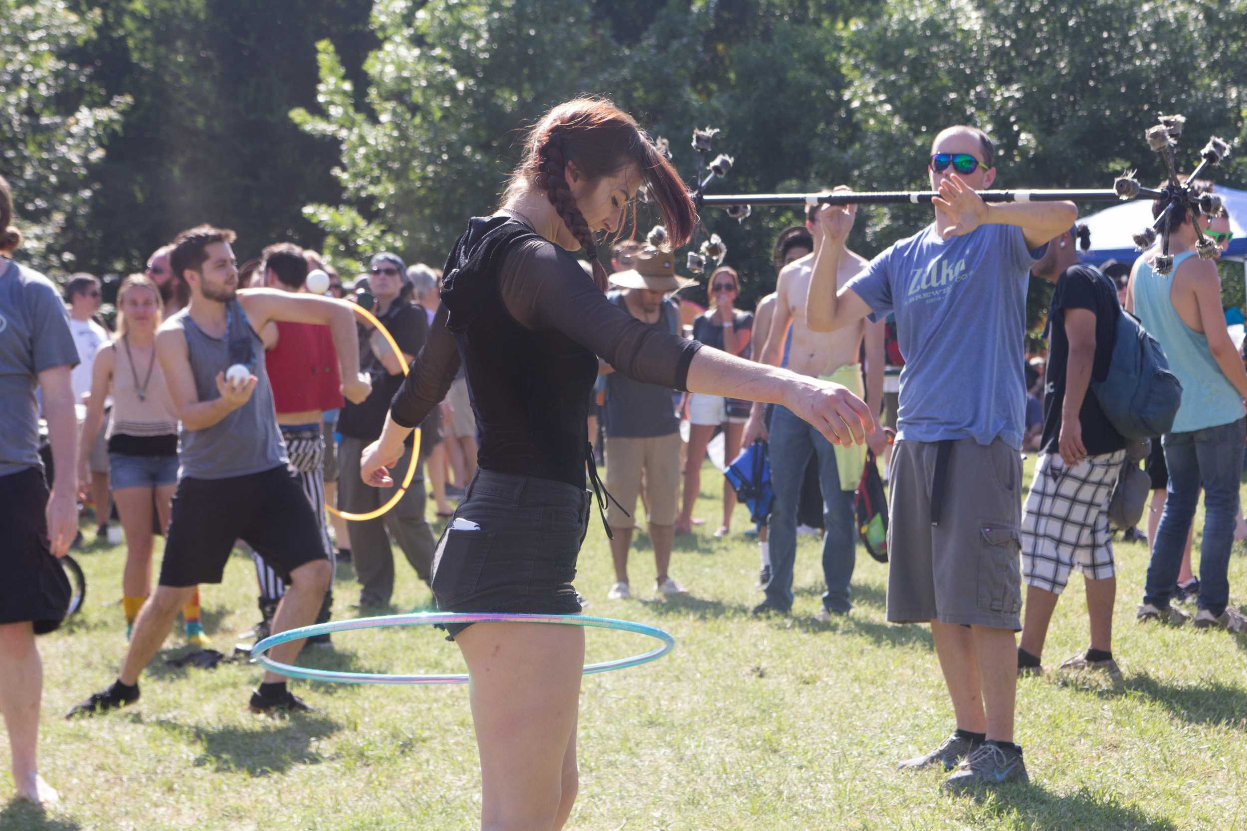   People to show off their Hula Hooping, Juggling, and (unlit) fire twirling talents.  