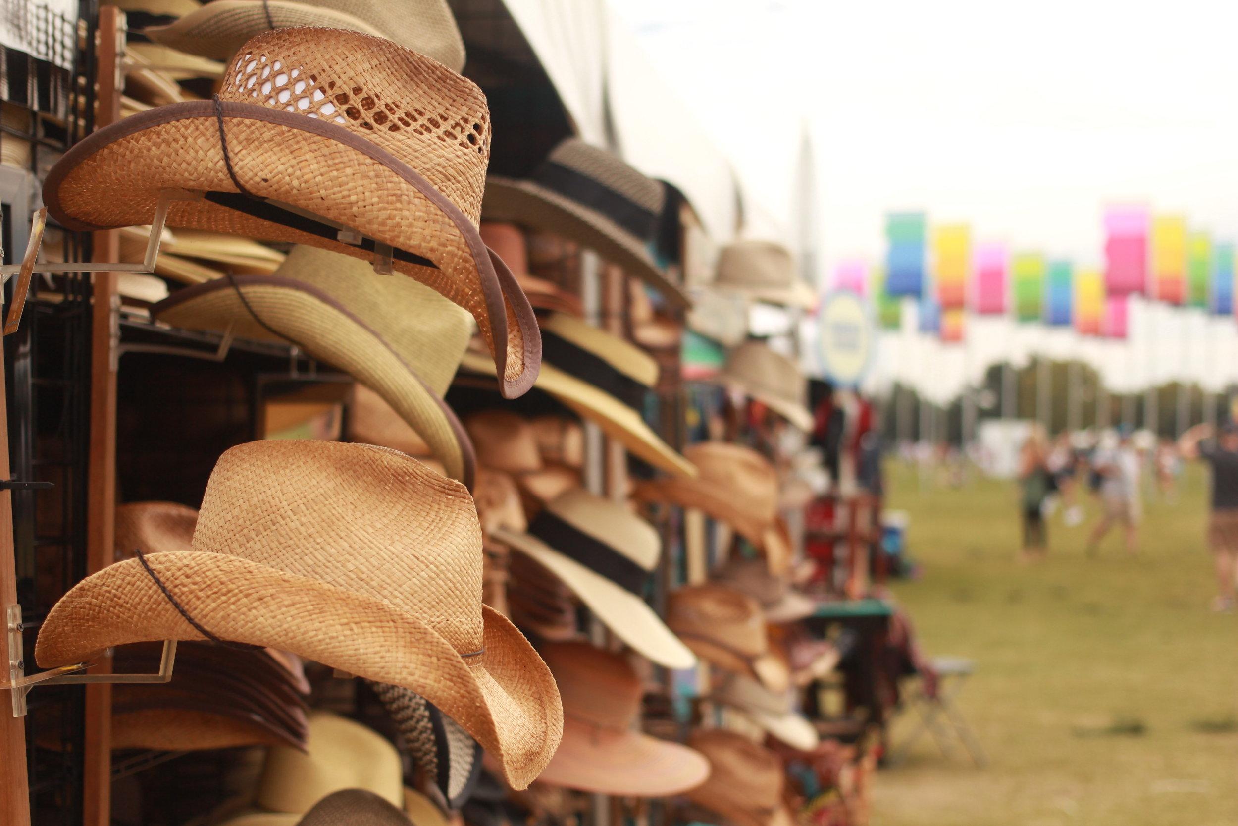   Representing Austin well, cowboy hats are lined up for purchase.&nbsp;  