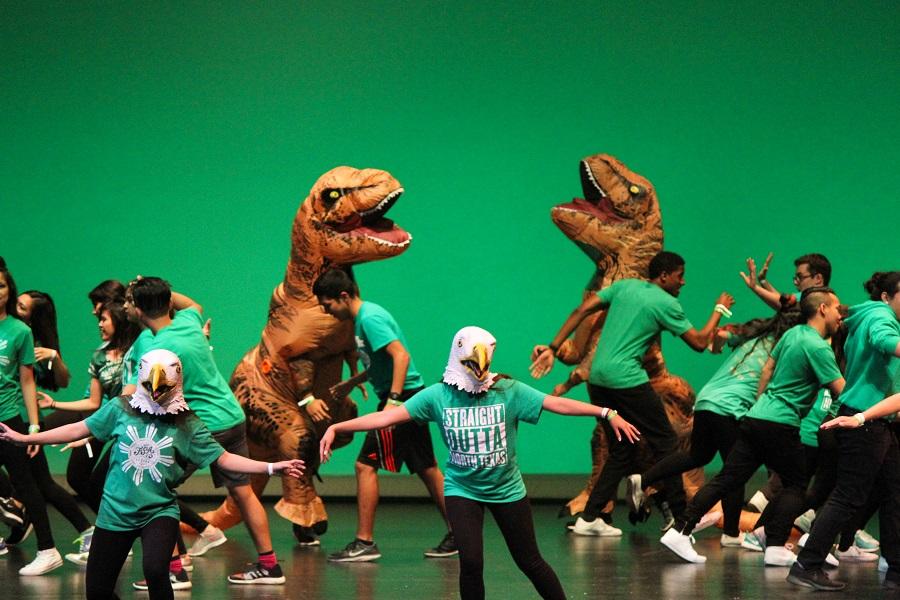  University of North Texas brought out the eagles and dinosaurs for their Spirit performance. 