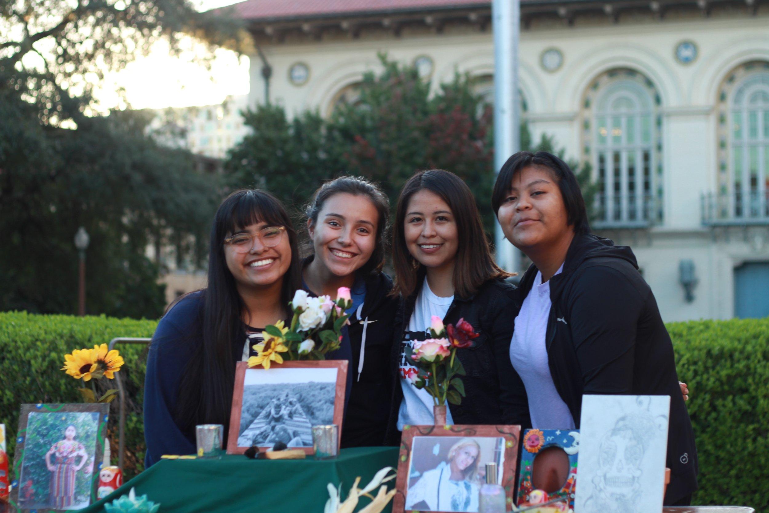  Maria Jose De La Cruz, Mariana Monroy, Vanessa Rodriguez, and Diana Feliciano pay their respects to those who have lost their lives at the hands of racial and sexual oppression. 