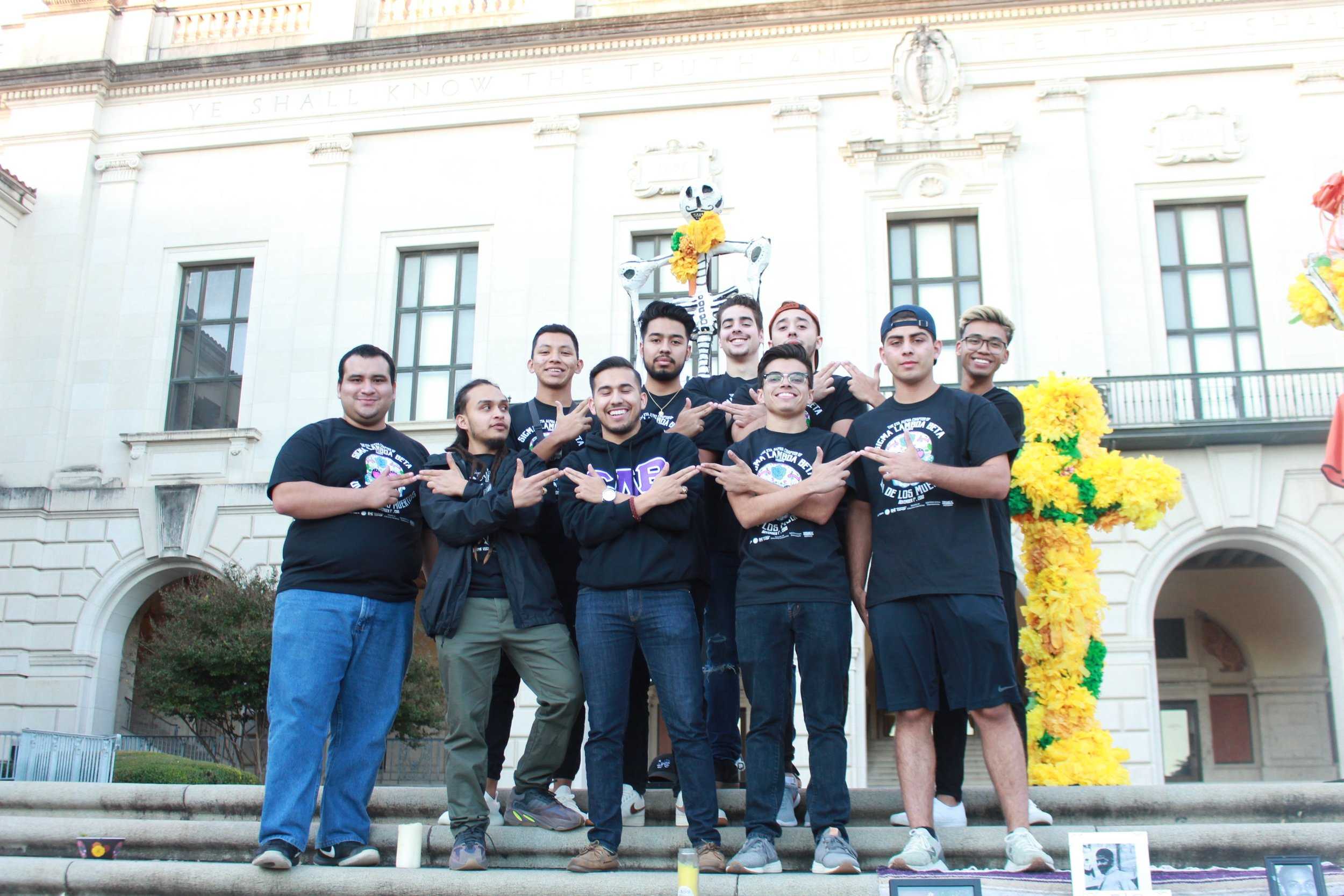  Members of Sigma Lamba Beta, the largest Latinx fraternity chapter in the nation, organized an on-campus Día de Los Muertos celebration. 