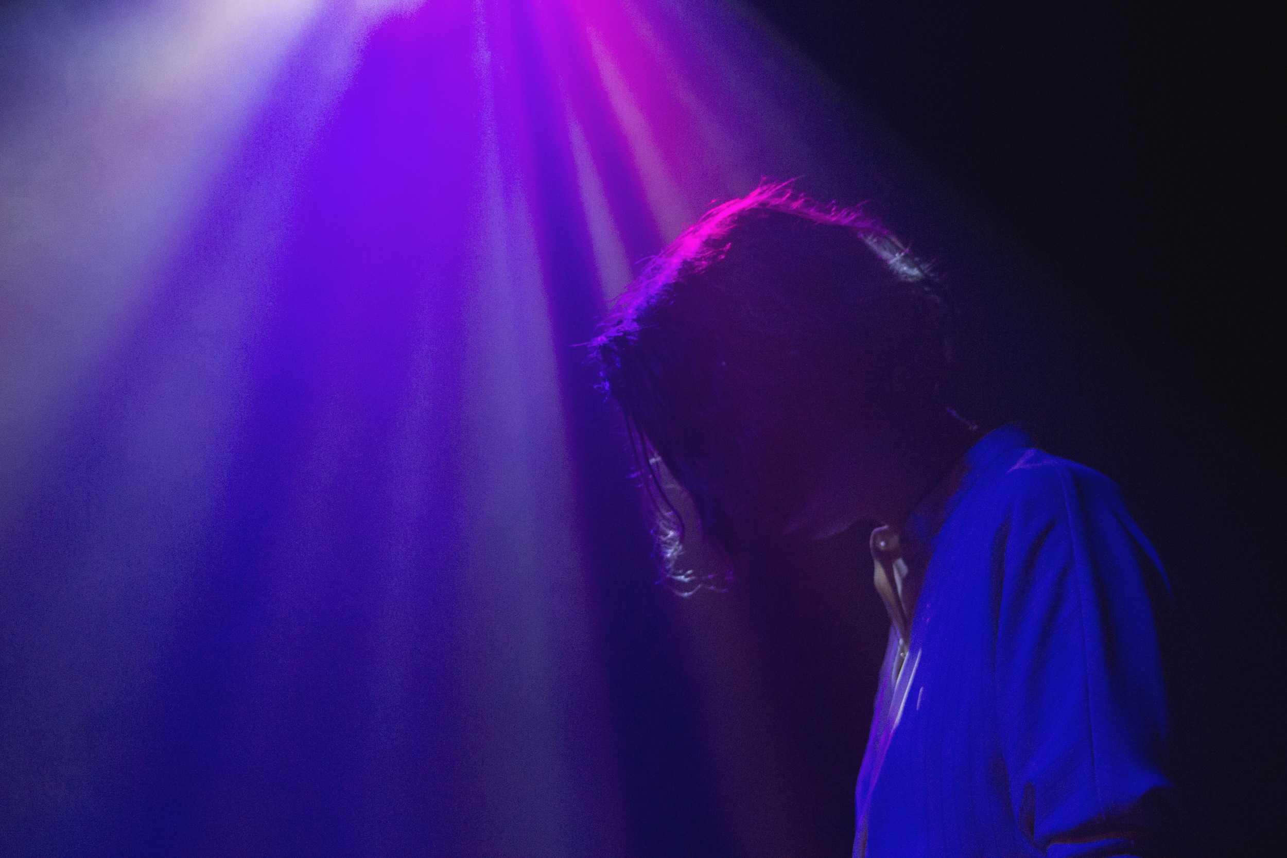   Singer of Irish indie band Little Green Cars, Faye O’Rourke, takes a pause from her time at the mic during the band’s first headliner tour on Tuesday, April 12, at The Parish.    Photo by Miranda Chiechi     