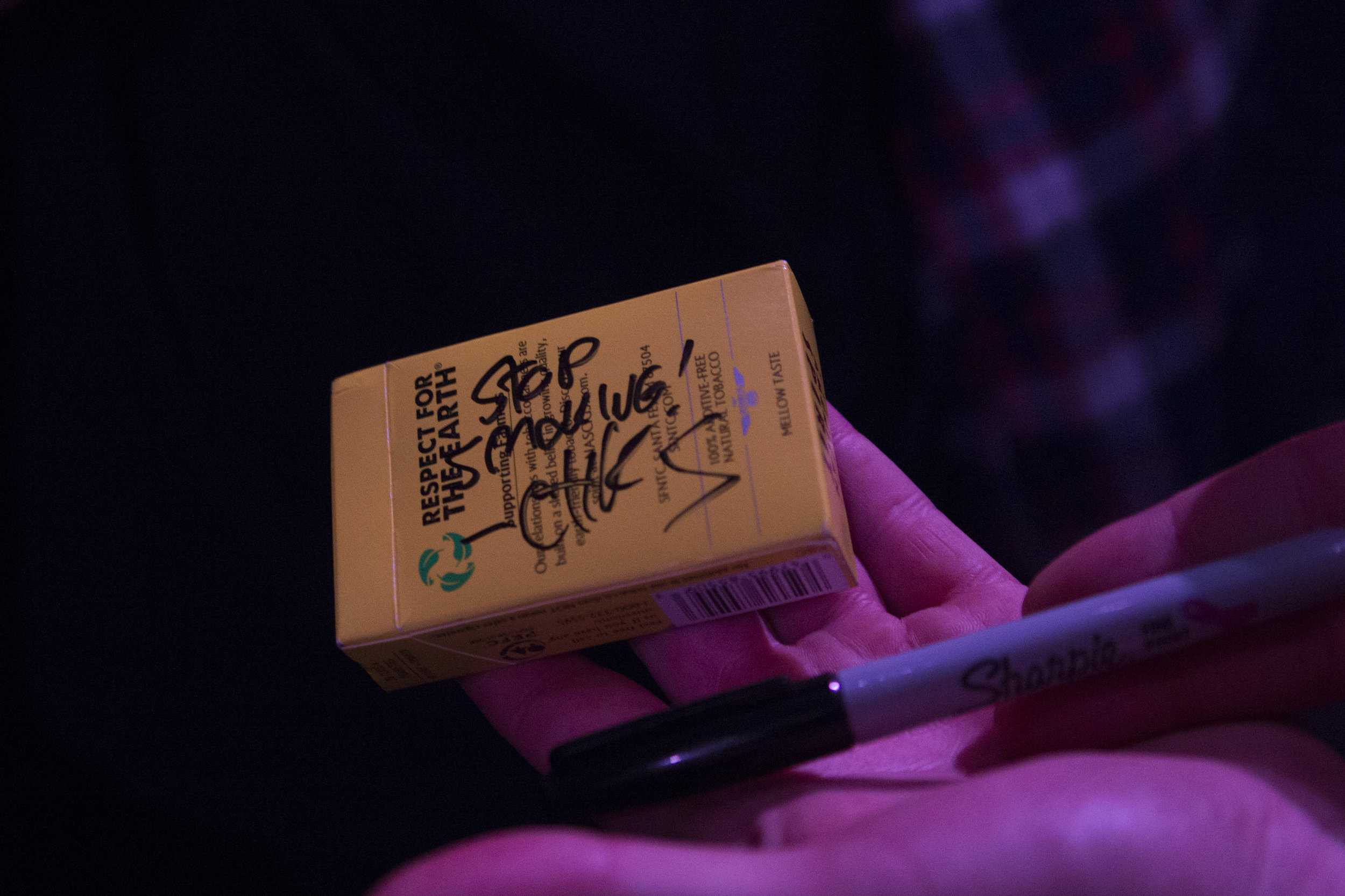   A fan asked Farren to sign his cigarette pack.  