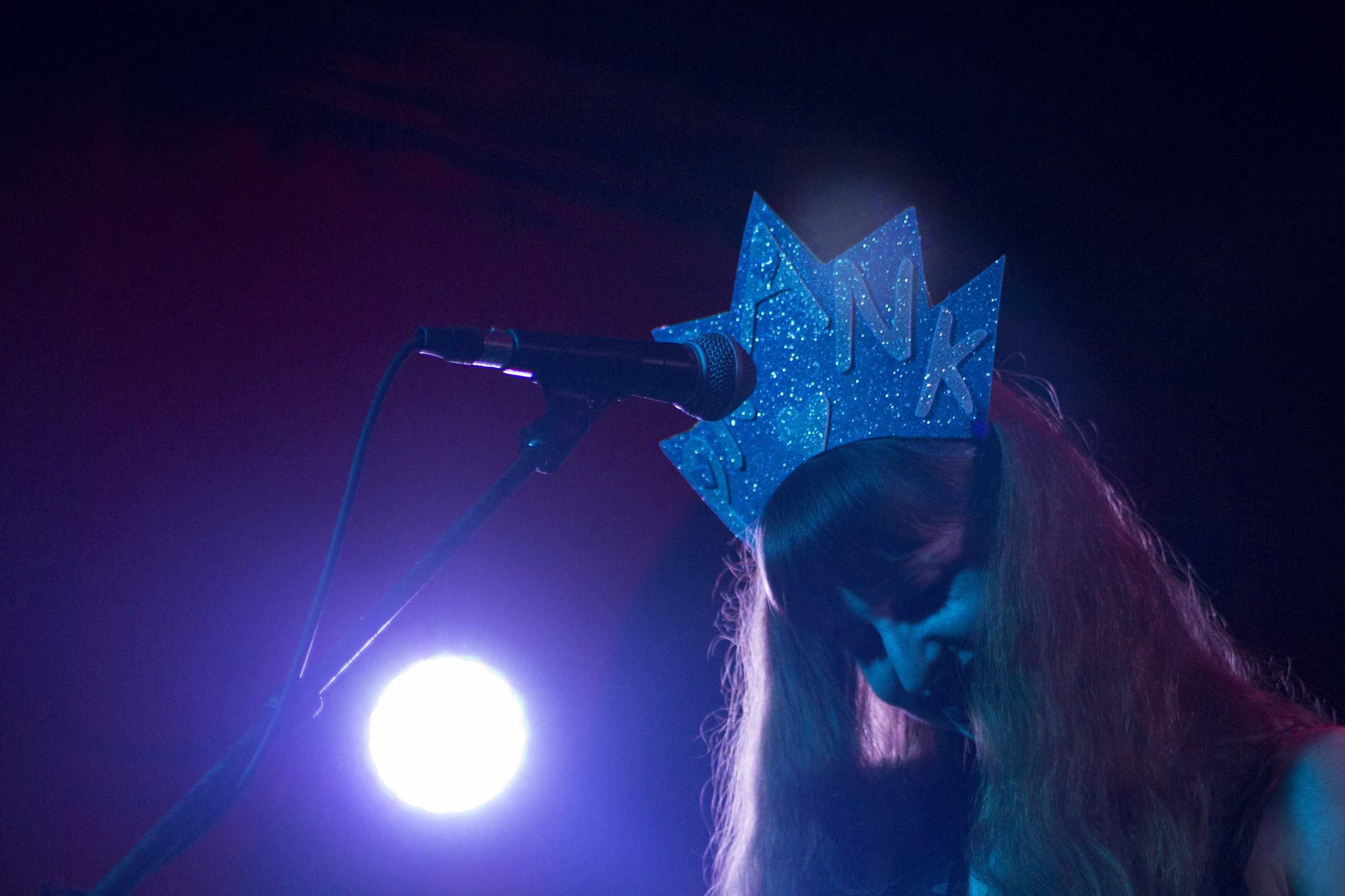   Lisa Prank sporting her handmade “PRANK” crown.  