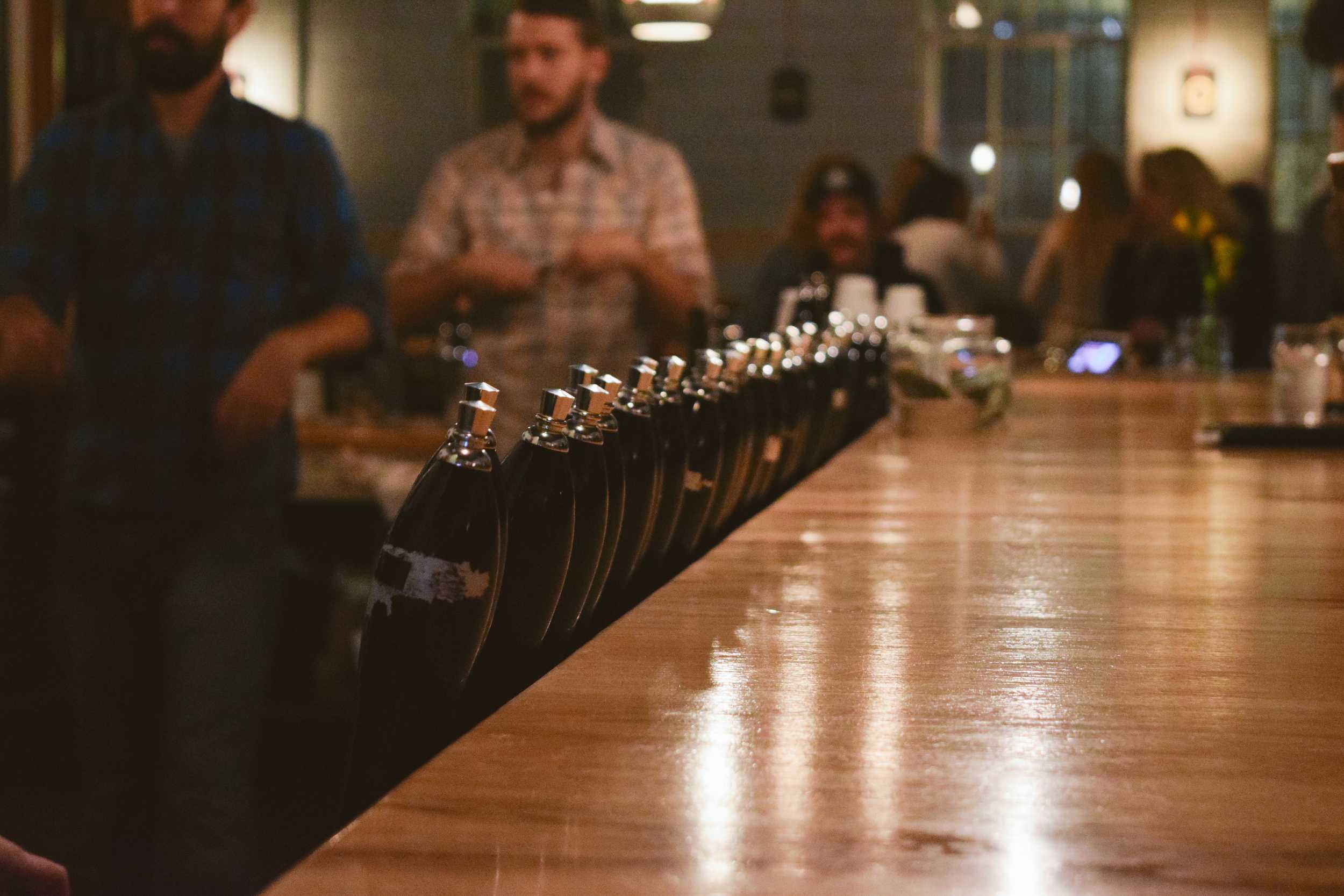  The audience waiting for Songs in the Sitting room to start at the Brew &amp; Brew bar. 