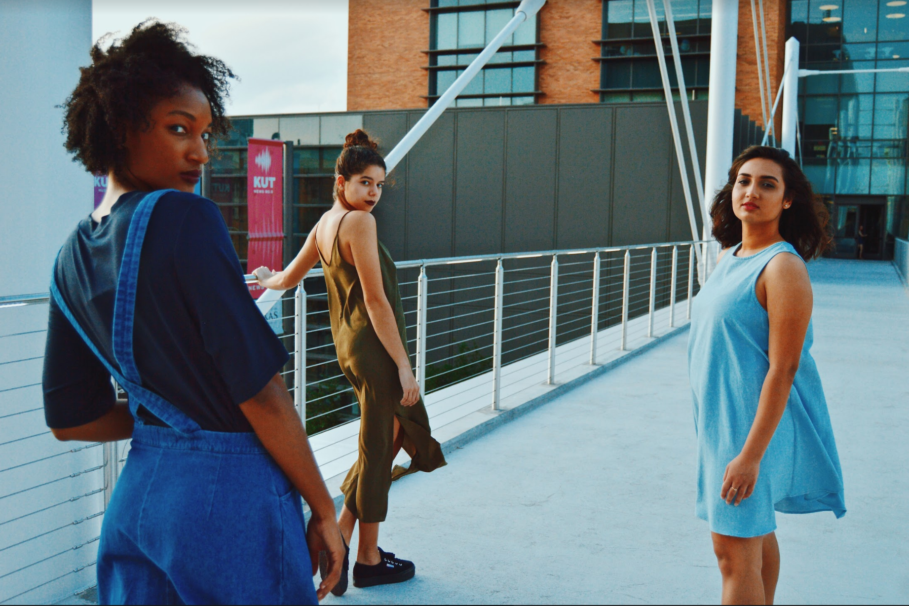    (From L to R) Models Ebanie, Melina and Saumya pose outside Once Bitten.   