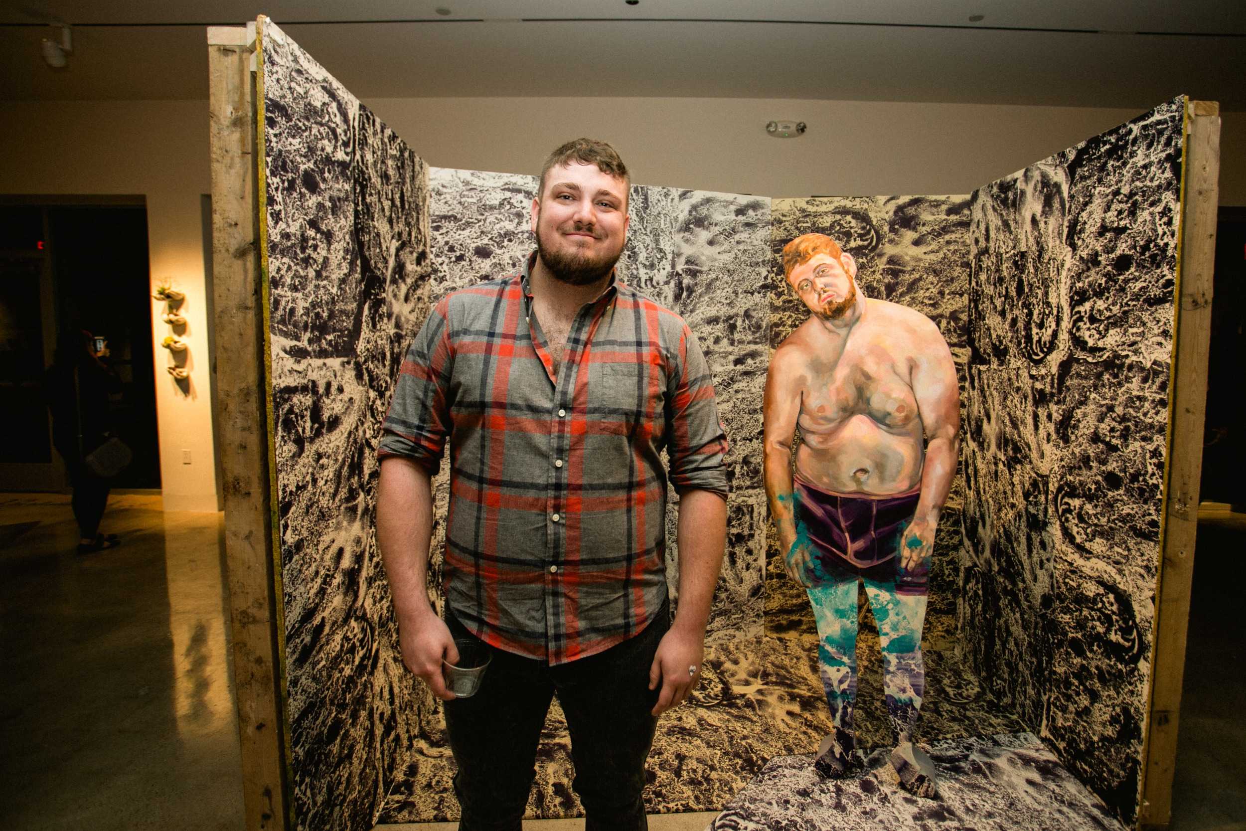   Josh Orsburn, Studio Art Major with a focus in printmaking and mixed media.    His works are inspired by interpersonal relationships and ideas about human interaction.  