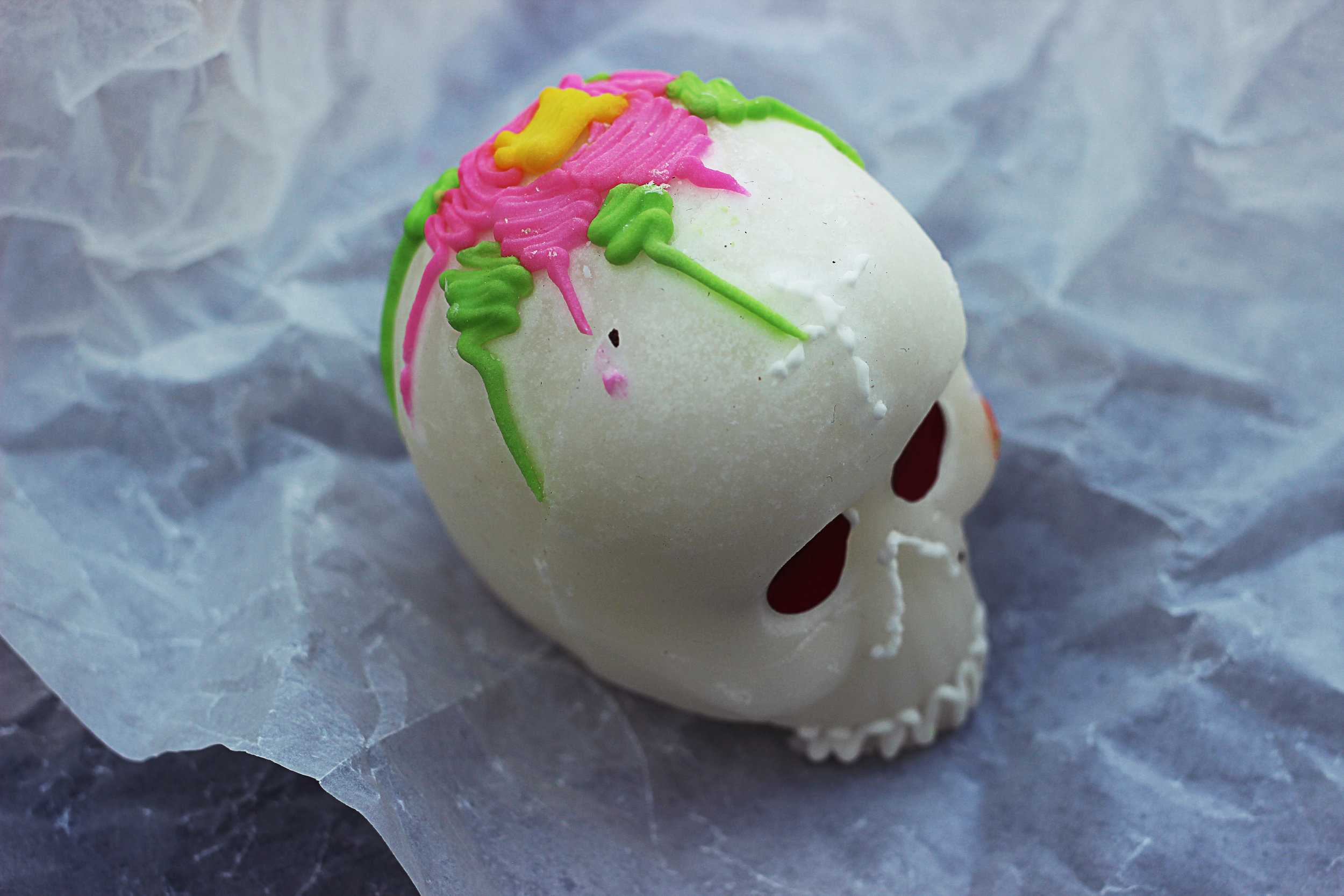   A sugar skull offered at La Mexicana Bakery.  