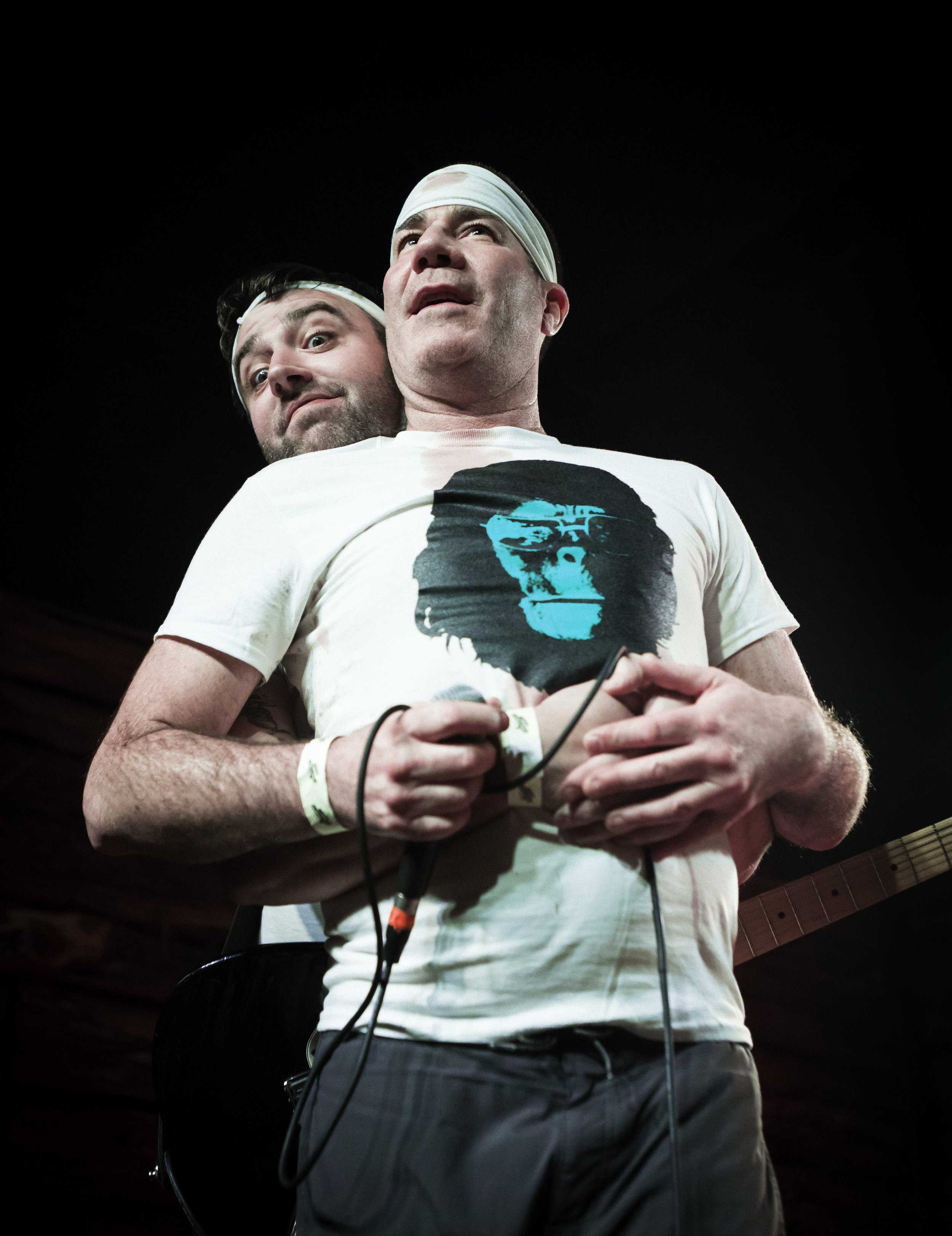   Guttermouth’s Mark Adkins (vocals) and Matt Wills (guitar) gave each other and their fans some love before their set began.  