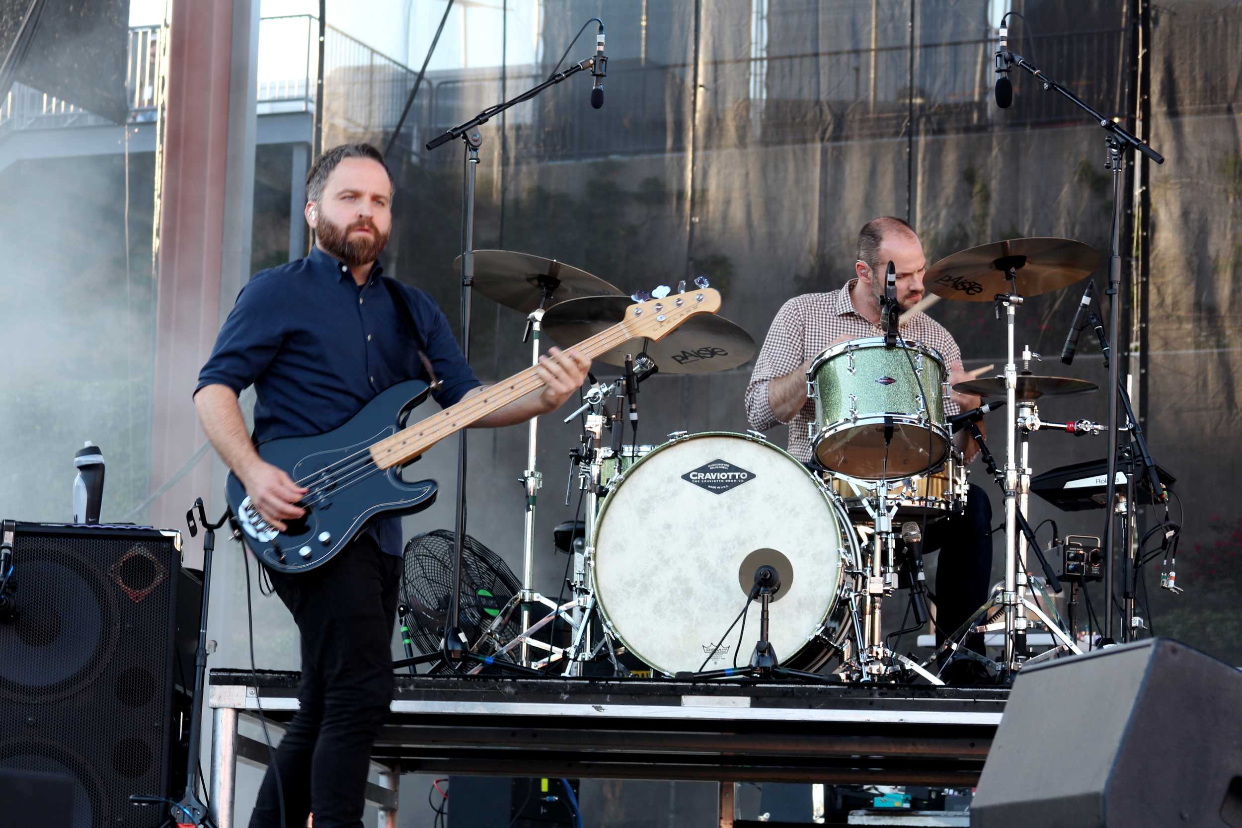   Nick Harmer, guitarist, and Jason McGerr, drummer, of Death Cab for Cutie.  Photo by Tess Cagle   