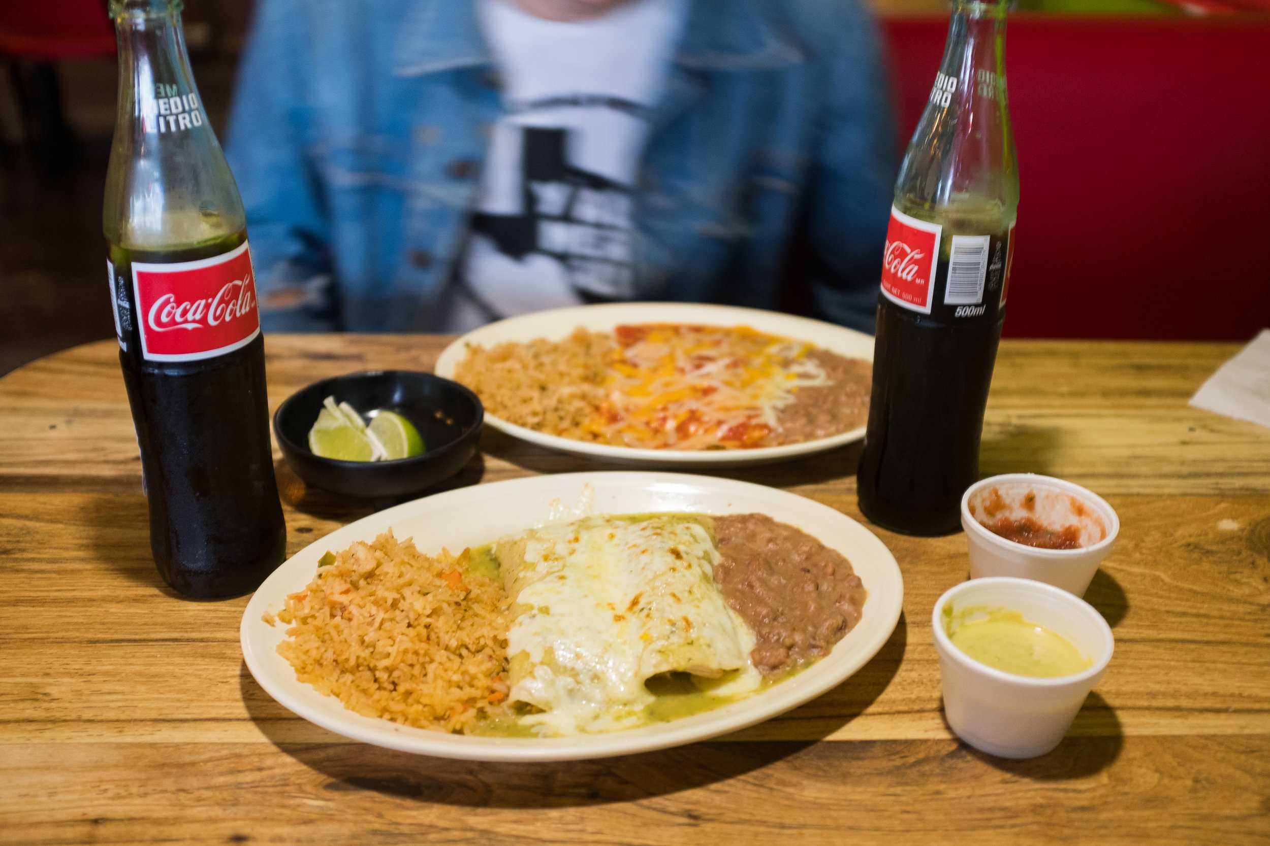   The cheese enchilada plate and chicken enchilada plate from Rosita’s Al Pastor  