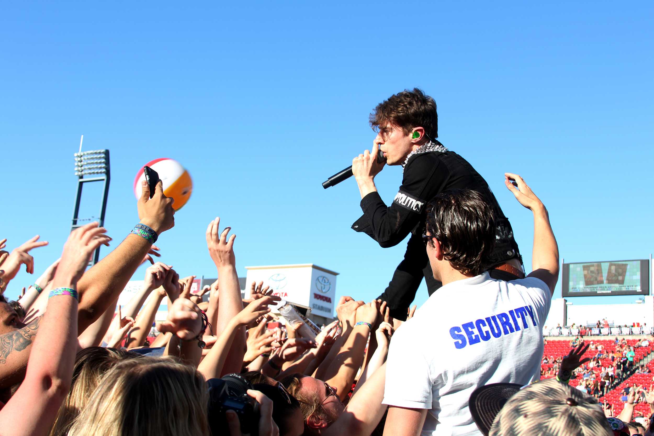   David Boyd, of New Politics, greets the crowd.  Photo by Tess Cagle   